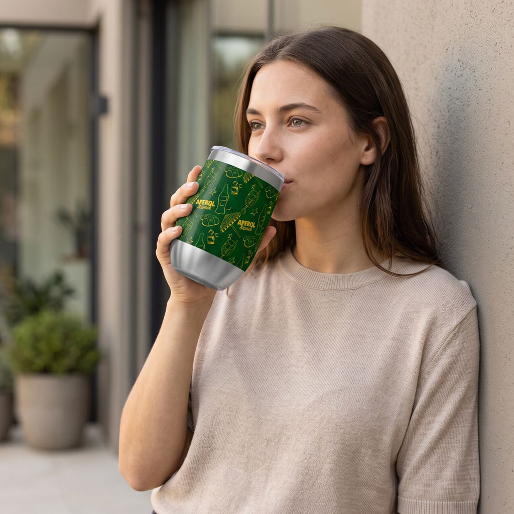 Aperol Brunch Wine Tumbler — Green Aperol Inspired Design