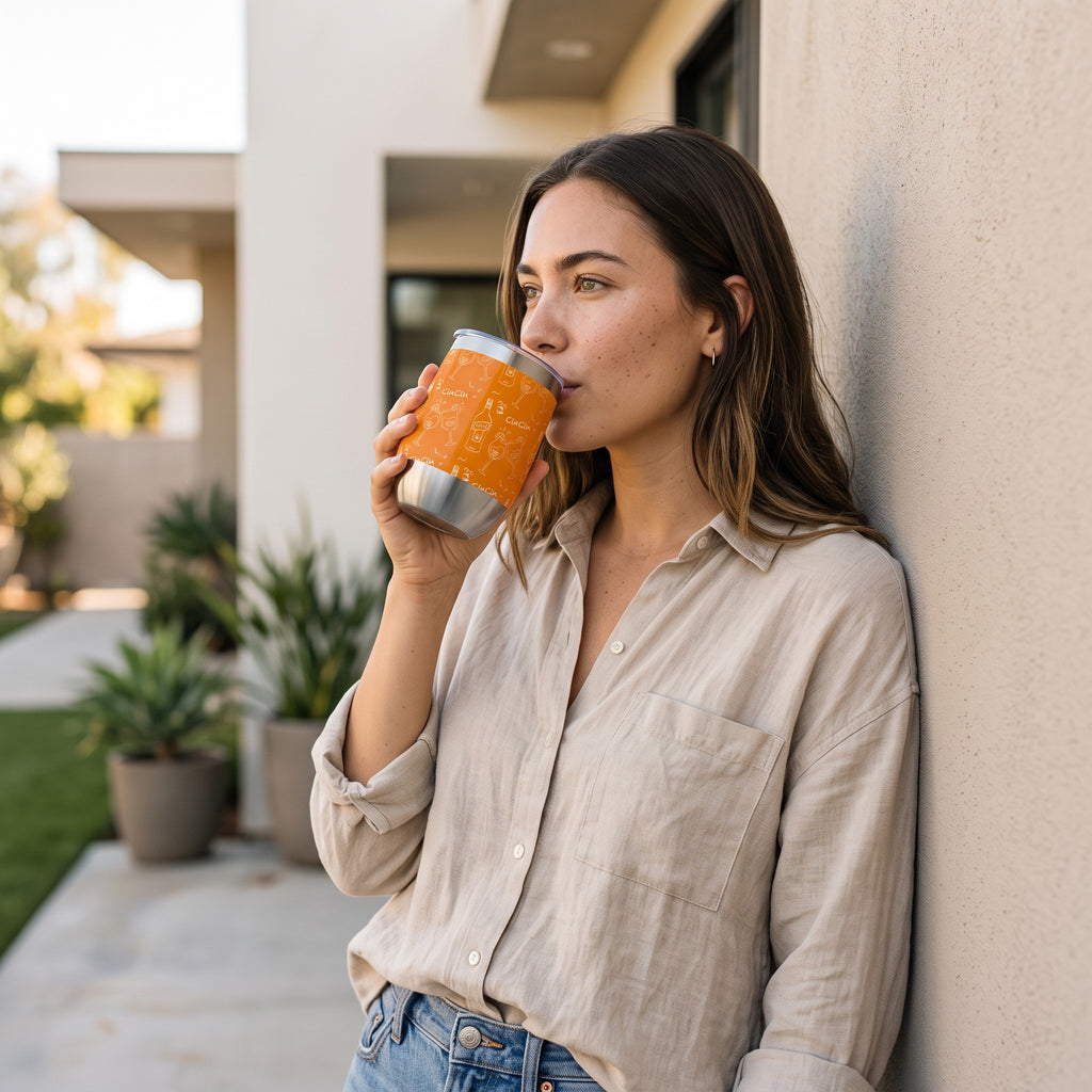 Cin Cin Cocktail Wine Tumbler — Orange Aperol Inspired Design