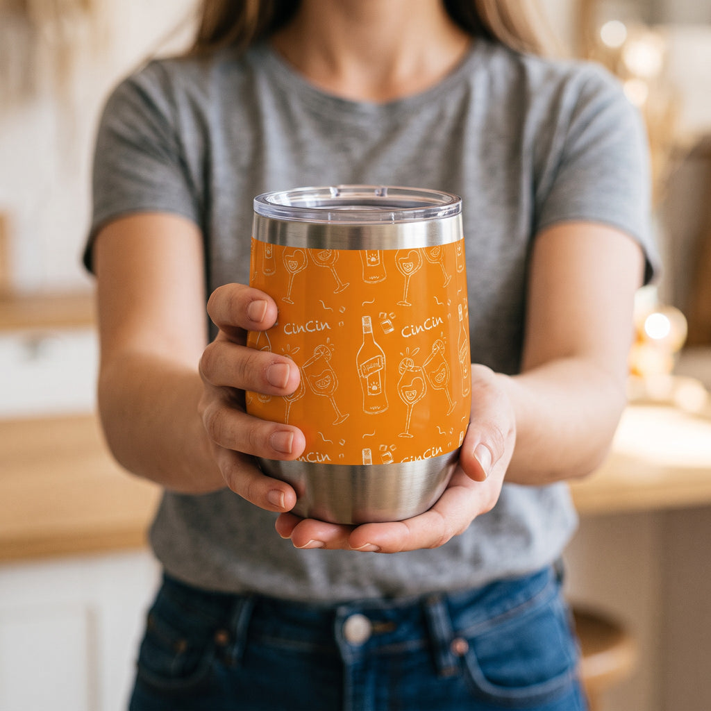 Cin Cin Cocktail Wine Tumbler — Orange Aperol Inspired Design