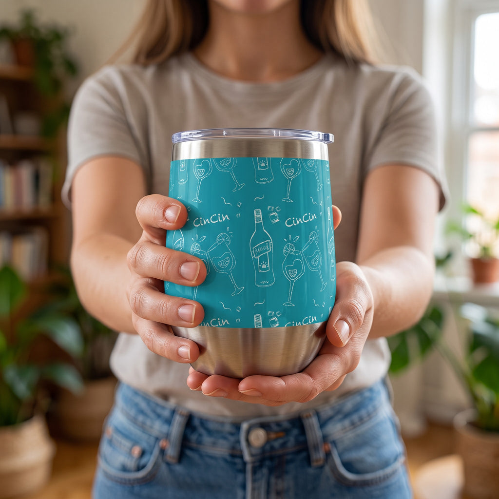 Cin Cin Cocktail Wine Tumbler — Turquoise Aperol Inspired Design