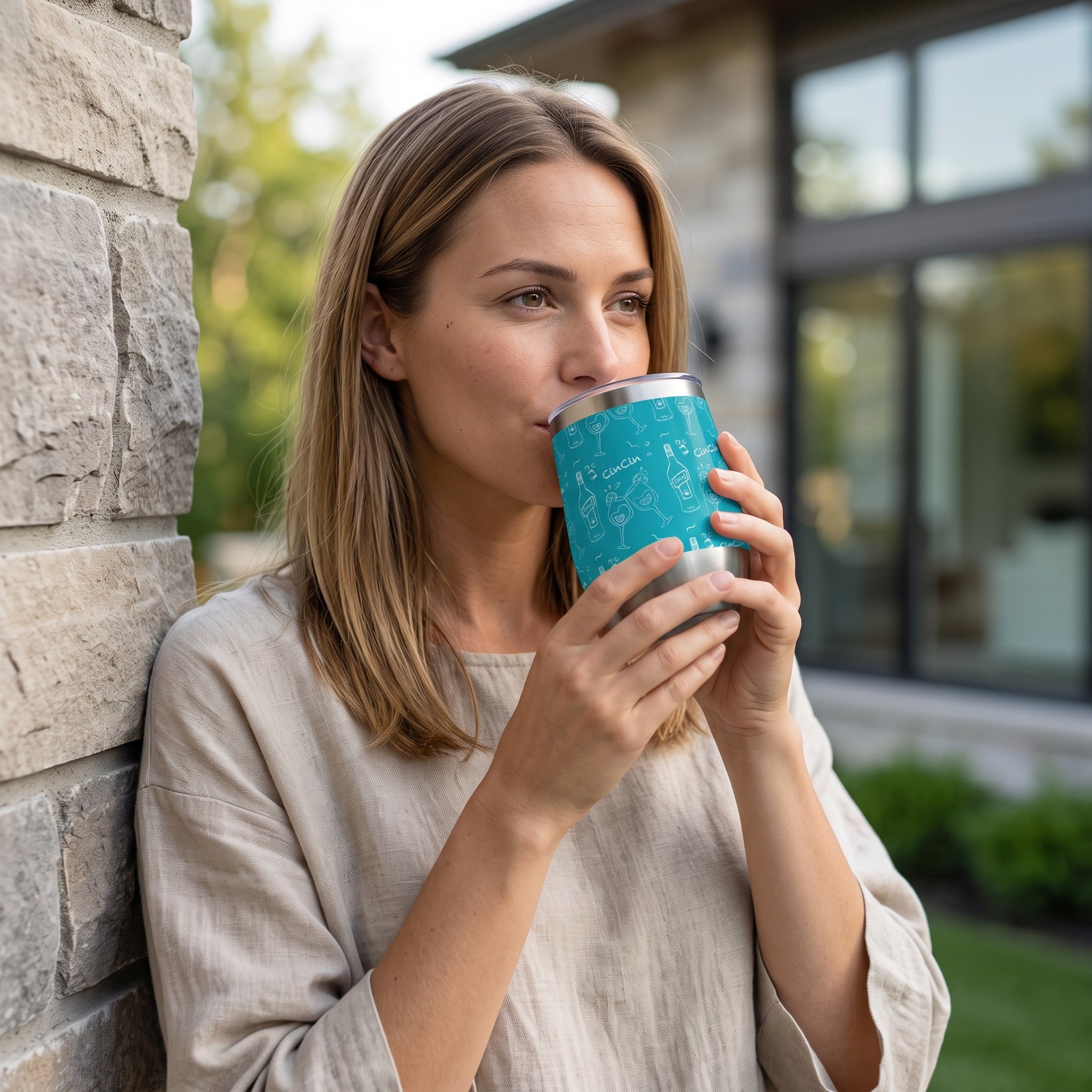 Cin Cin Cocktail Wine Tumbler — Turquoise Aperol Inspired Design