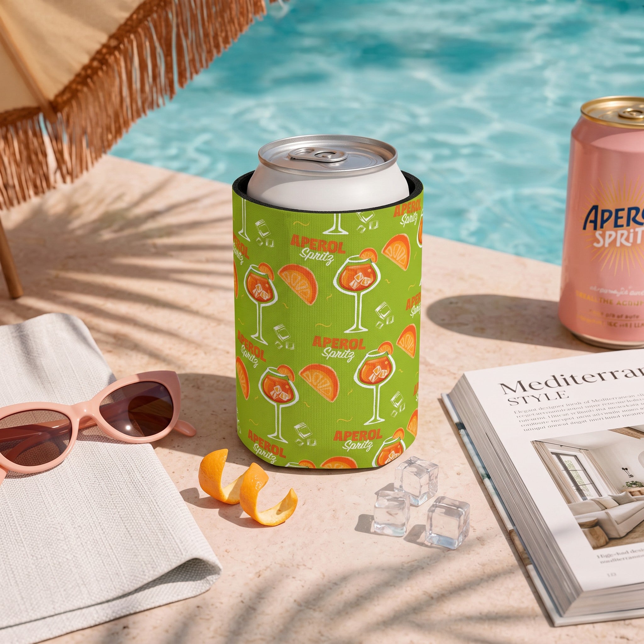 Aperol Spritz Can Cooler — Green Aperol Inspired Design
