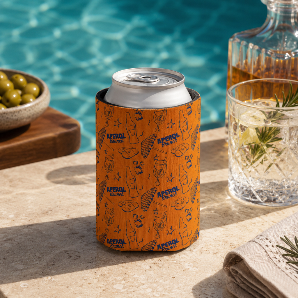Aperol Brunch Can Cooler – Orange and Blue Aperol Inspired Design