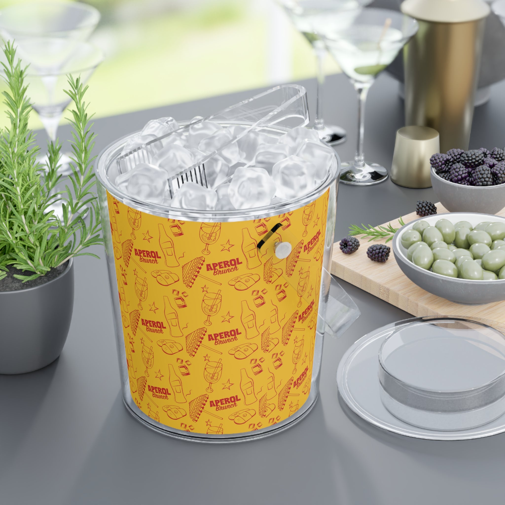Aperol Brunch Ice Bucket with Tongs – Aperol Yellow Collection Inspired Design