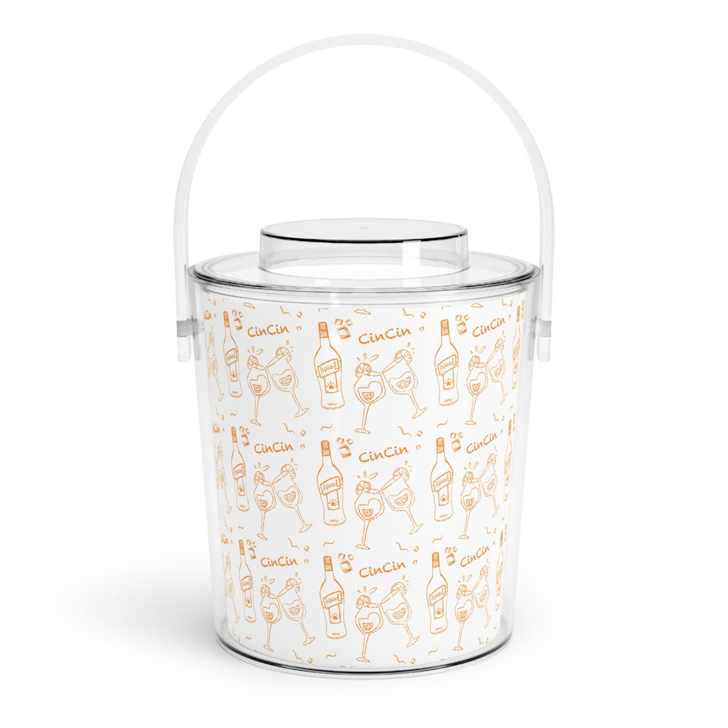 Cin Cin Ice Bucket with Tongs — White Brunch Collection Inspired Design