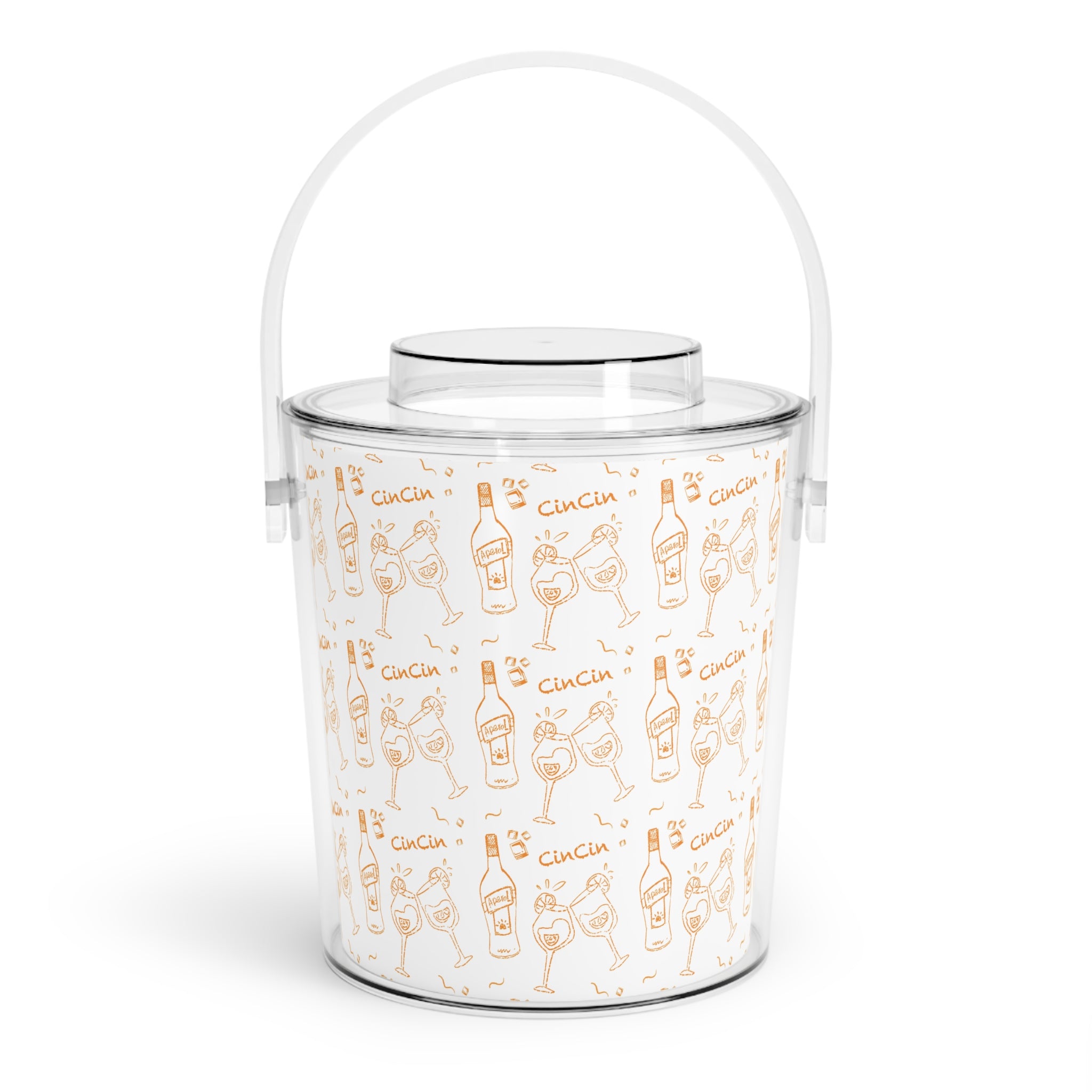 Cin Cin Ice Bucket with Tongs — White Brunch Collection Inspired Design