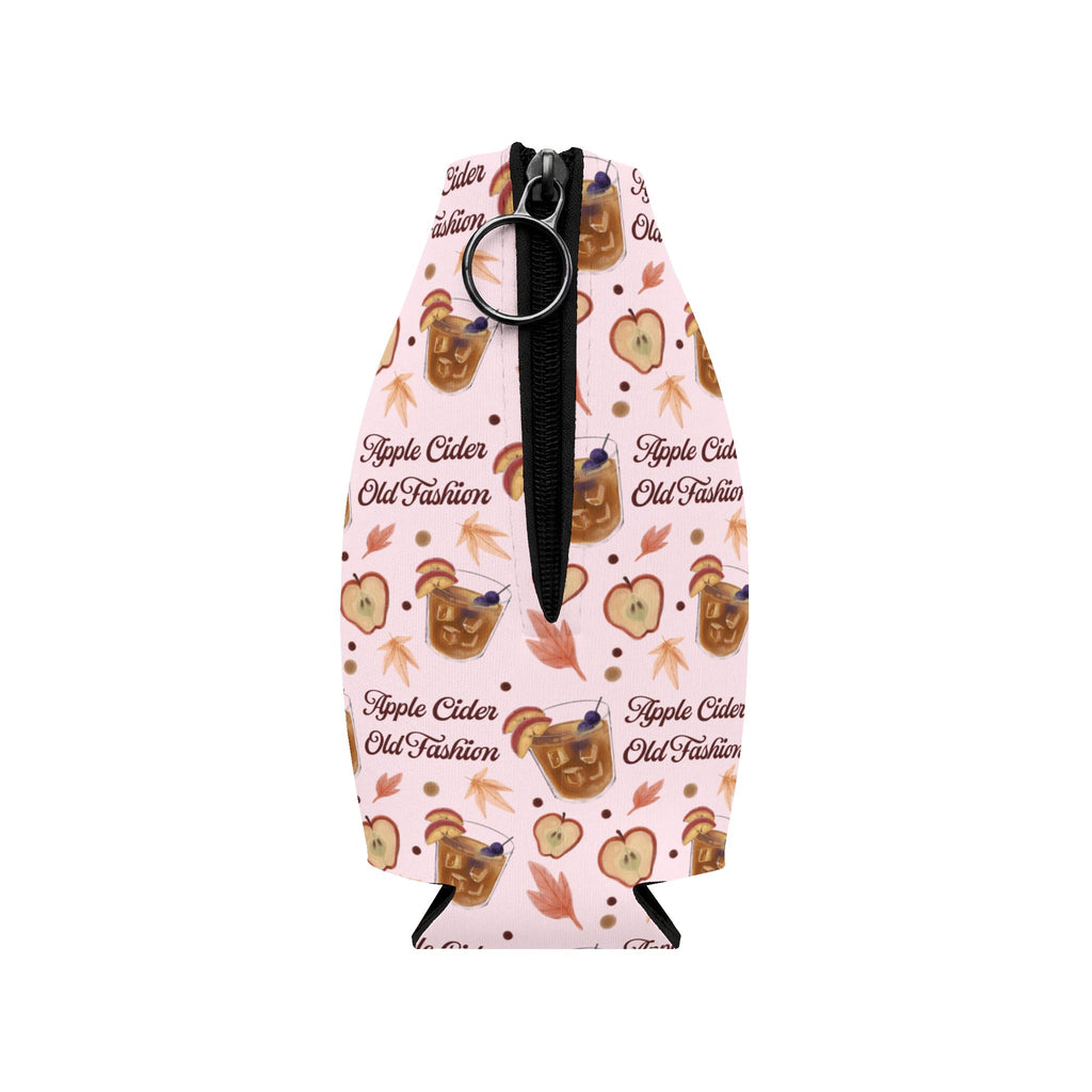 Apple Cider Old Fashioned Zip-Up Bottle Cooler Sleeve — Light Pink Apple Cider Collection Inspired Design
