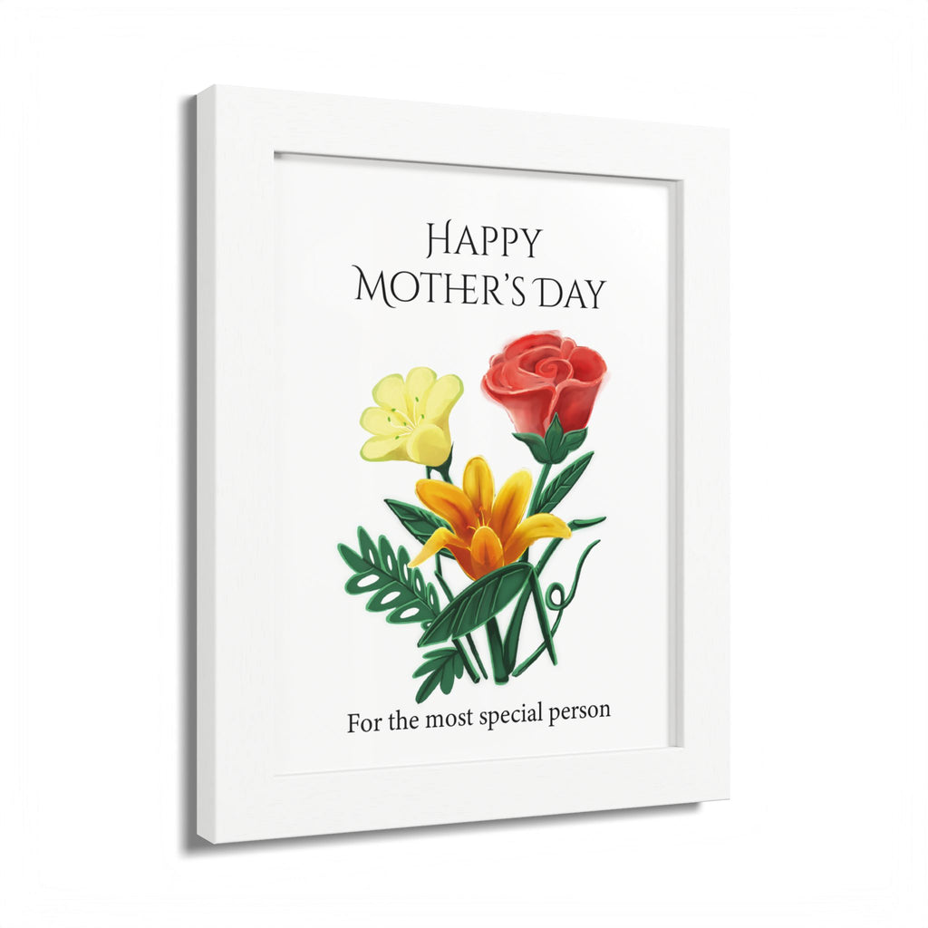 Mother’s Day Framed Floral Poster – Happy Mother’s Day Wall Art for Mom | Floral Gift Decor