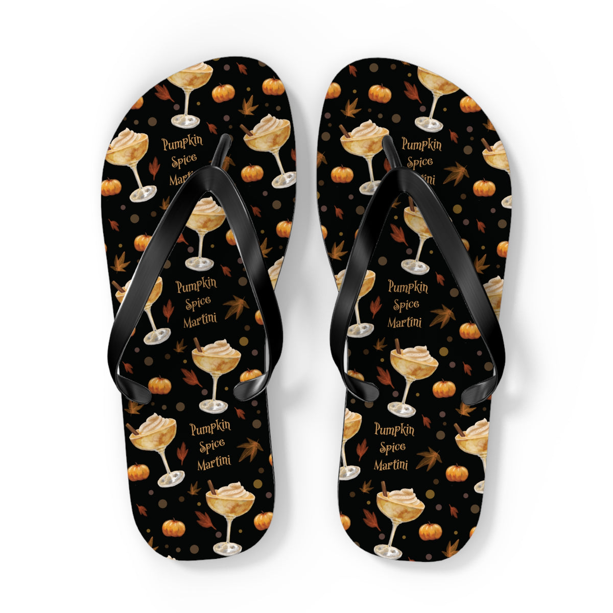 Pumpkin Spice Martini Flip Flops — Black Pumpkin Collection Inspired Design