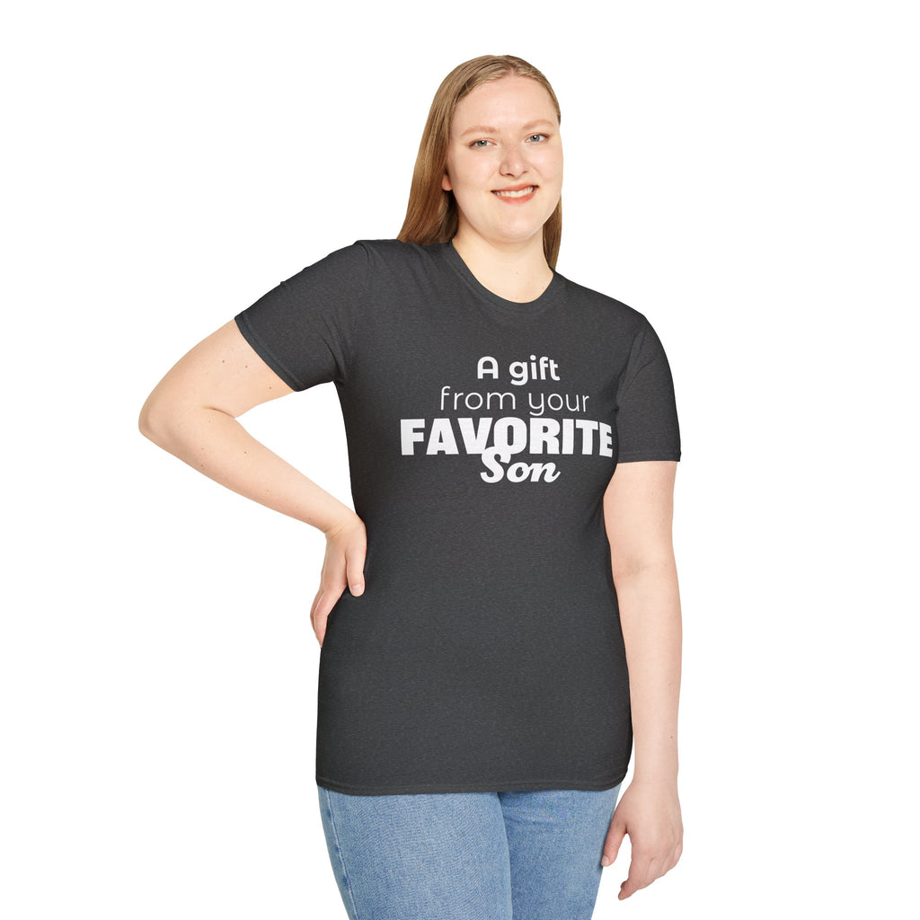 Favorite Son Gift for Mom T-Shirt – Funny Mother’s Day Shirt from Son | Mom Graphic Tee