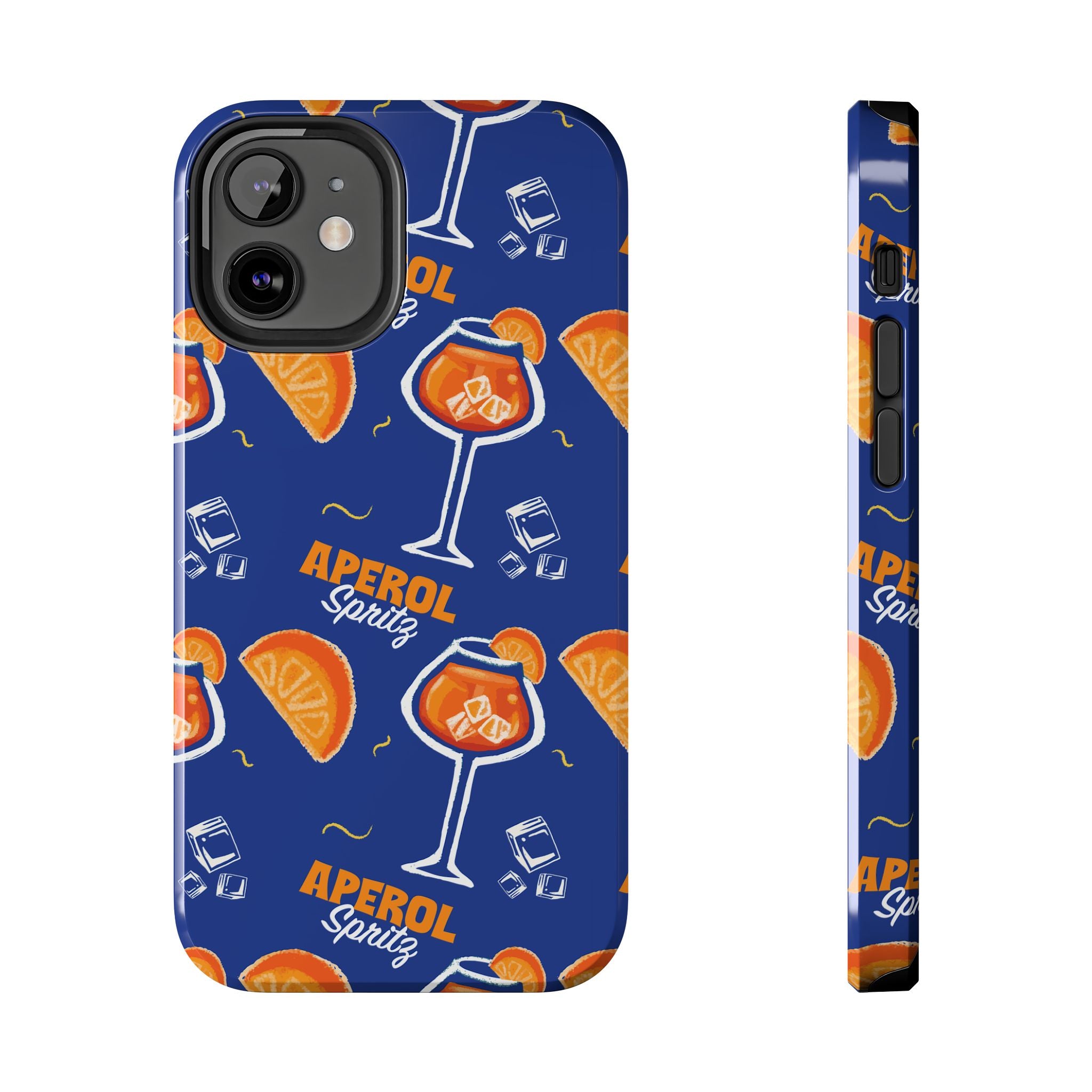 Aperol Spritz Tough Phone Case — Blue Cocktail Pattern Protective Cover