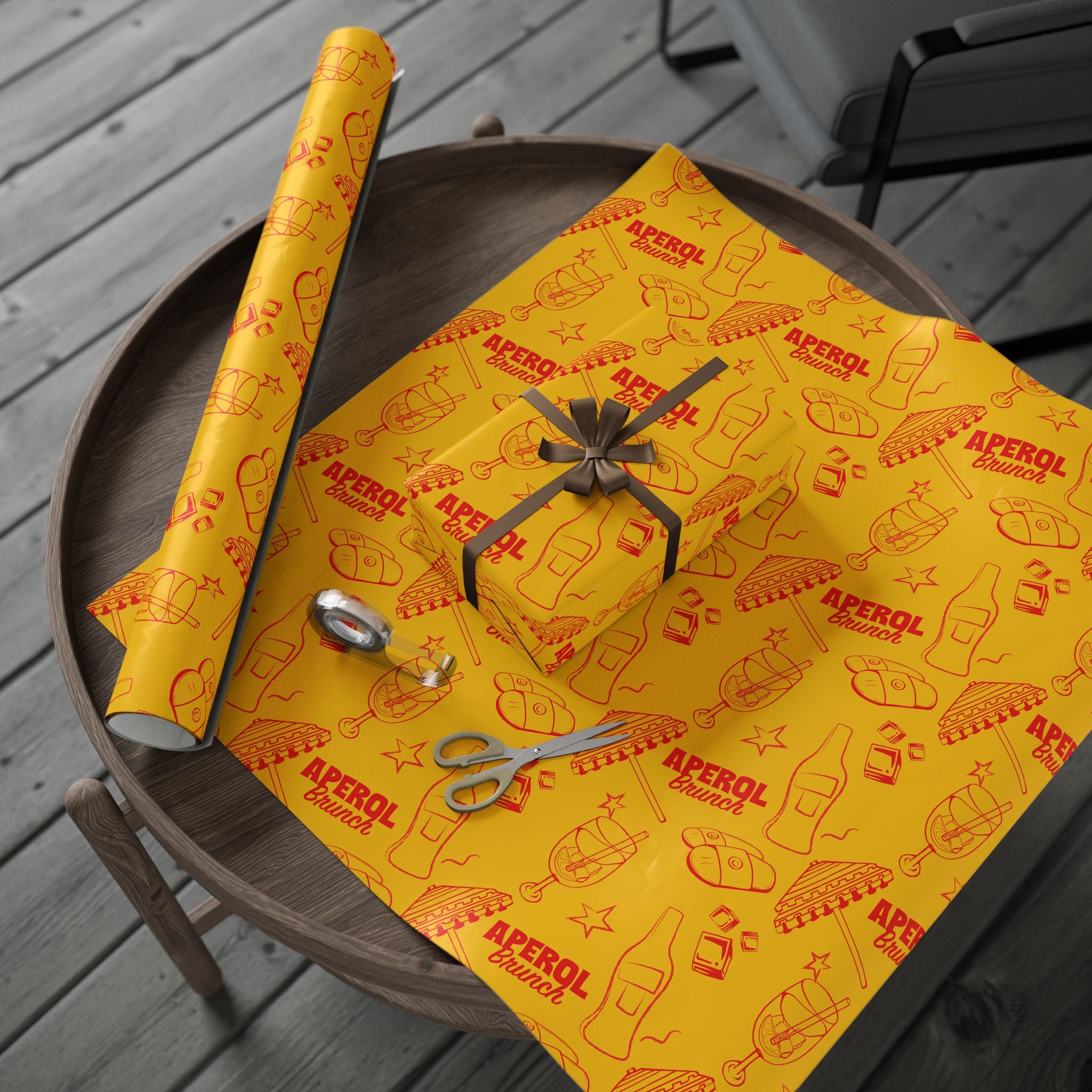 Aperol Brunch Peel Wrapping Paper Roll — Aperol Yellow Collection Inspired Design