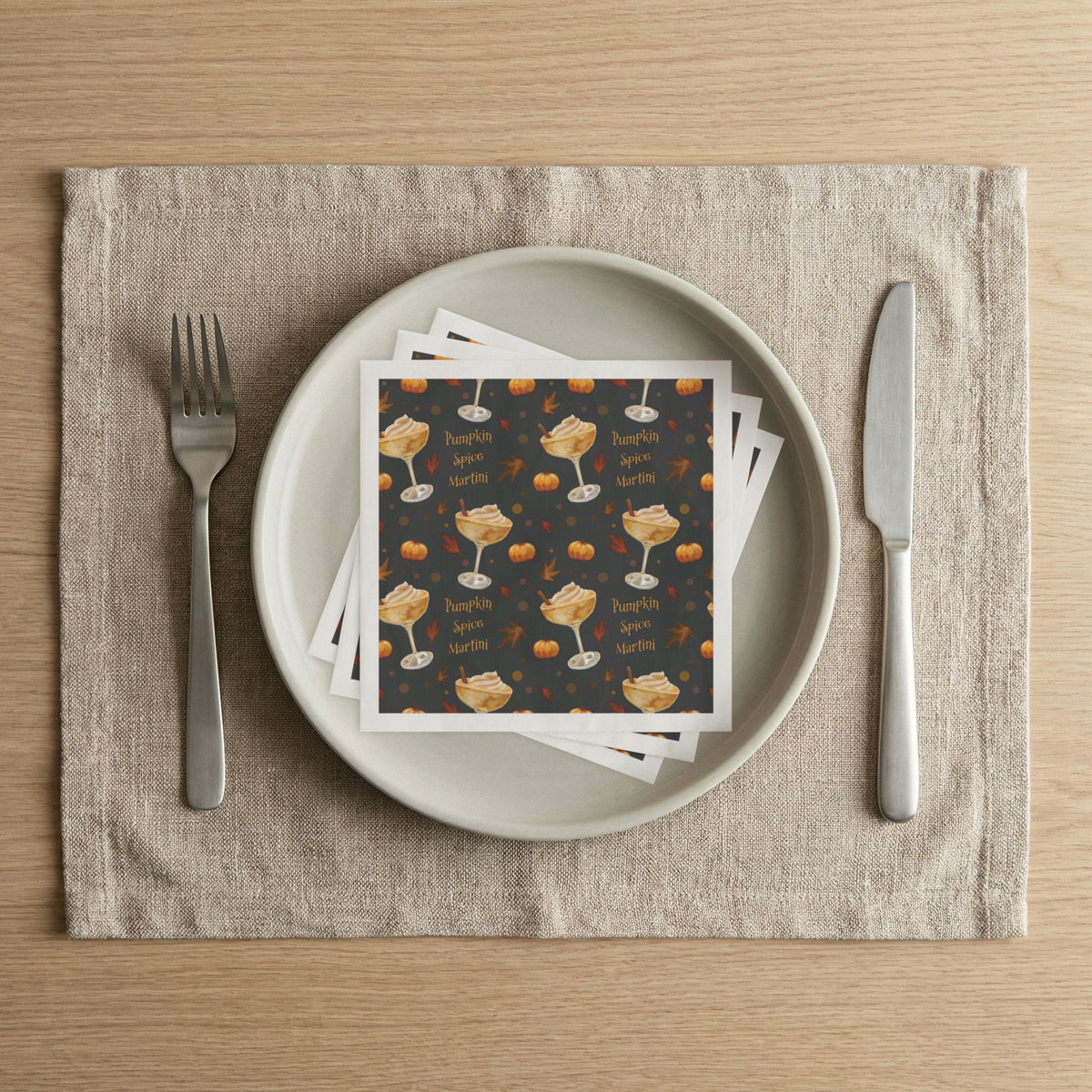 Pumpkin Spice Martini 50pcs Napkins — Black Pumpkin Collection Inspired Design