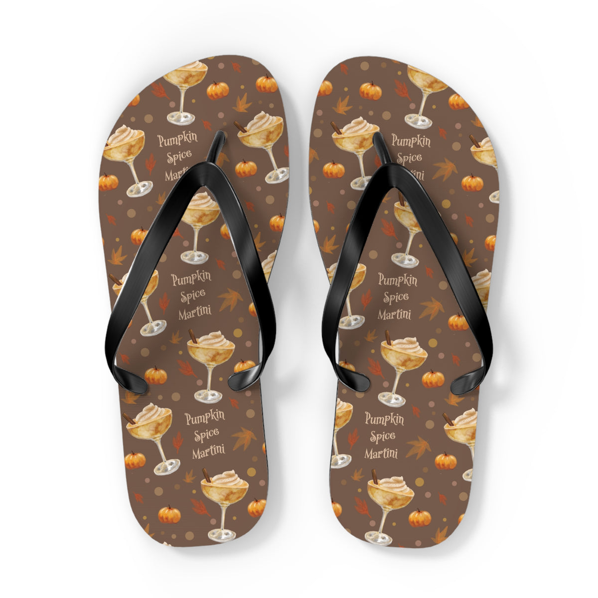 Pumpkin Spice Martini Flip Flops — Brown Pumpkin Collection Inspired Design