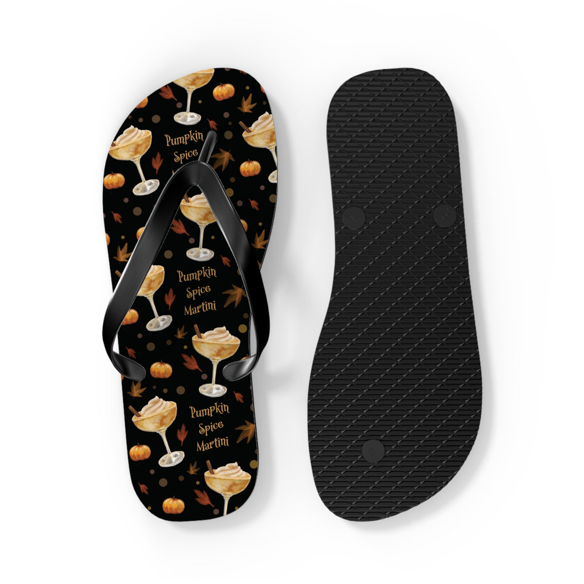 Pumpkin Spice Martini Flip Flops — Black Pumpkin Collection Inspired Design