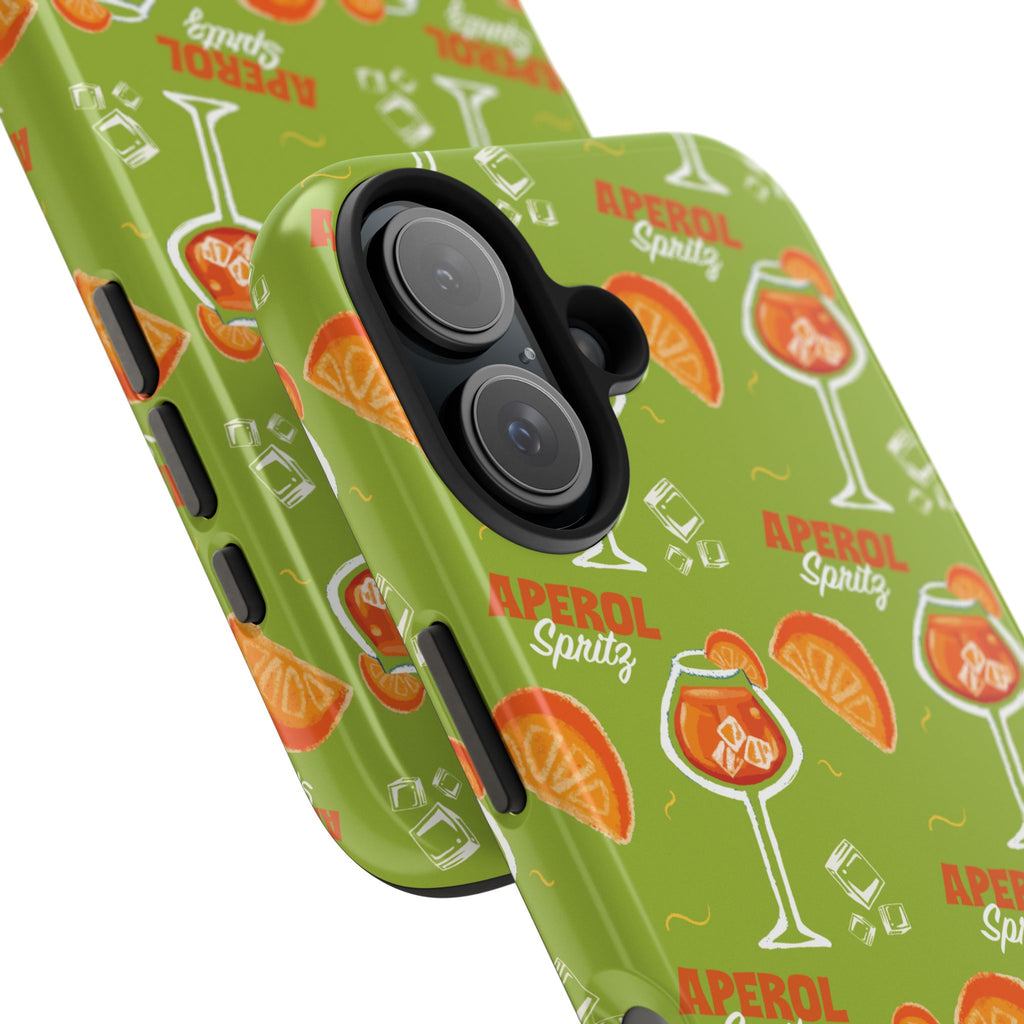 Aperol Spritz Pattern Tough Phone Case — Green Spritz Collection Inspired Design