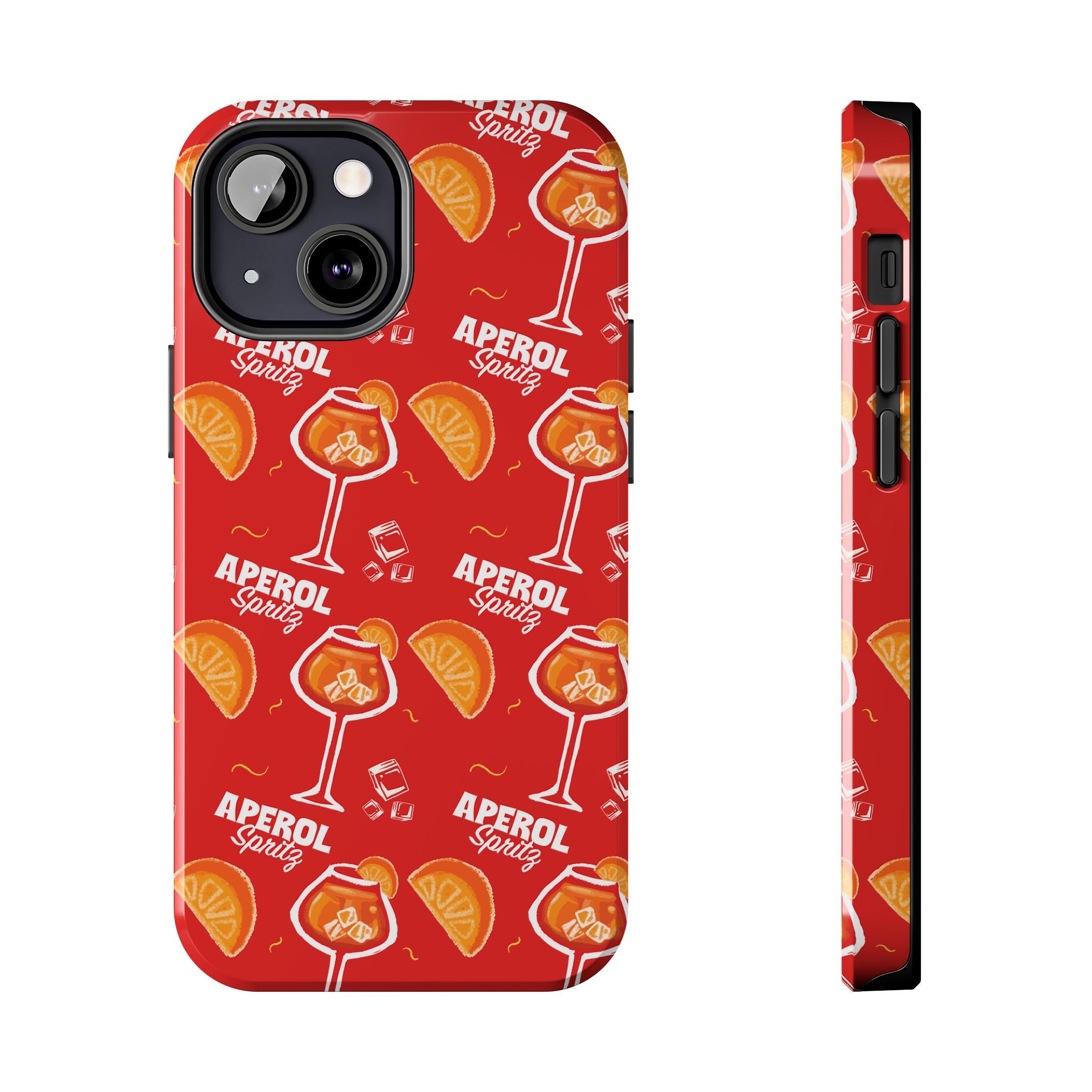 Aperol Spritz Tough Phone Case — Red Cocktail Pattern Protective Cover