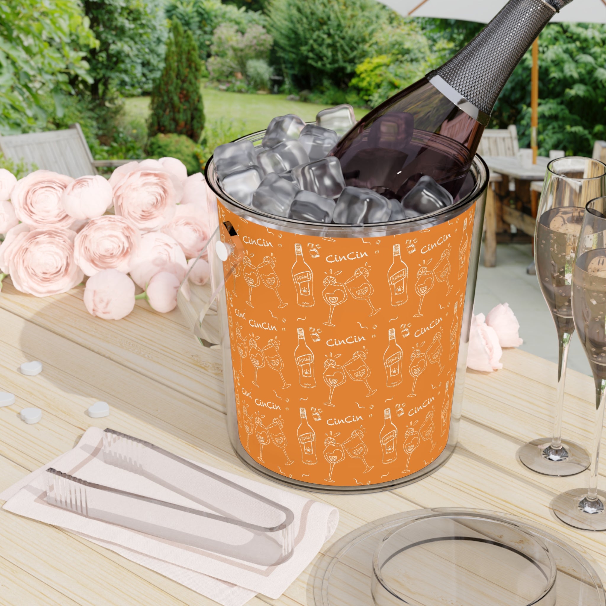 Cin Cin Ice Bucket with Tongs – Orange Cin Cin Collection Inspired Design