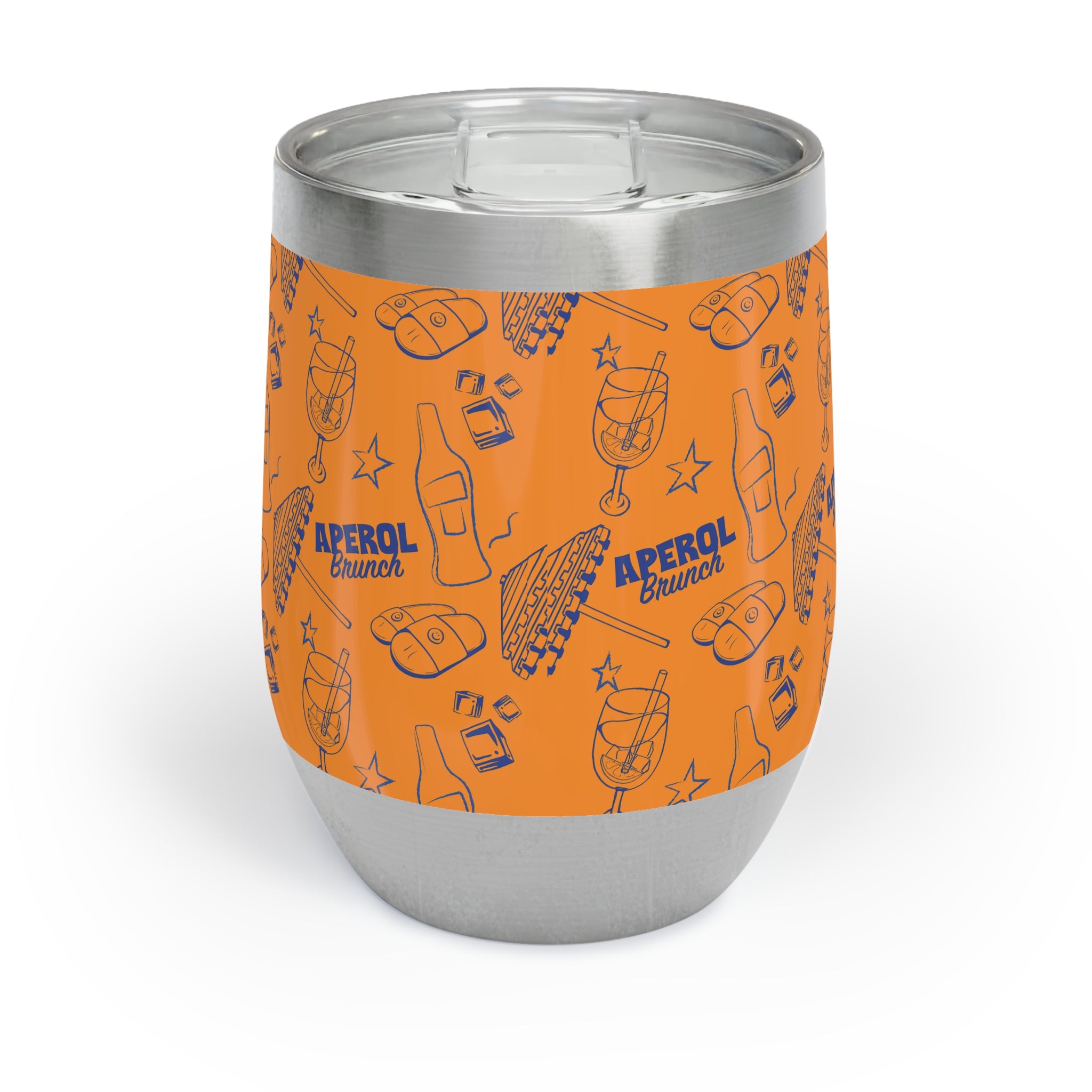 Aperol Brunch Wine Tumbler — Orange & Blue Aperol Inspired Design