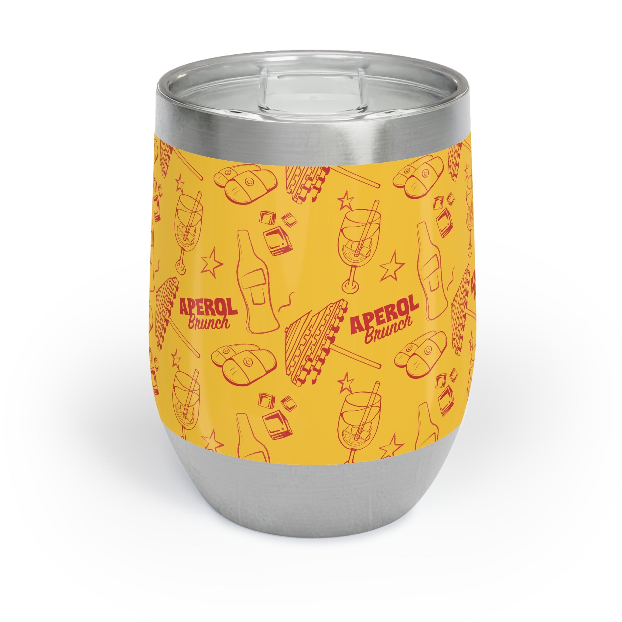 Aperol Brunch Wine Tumbler — Yellow & Red Aperol Inspired Design
