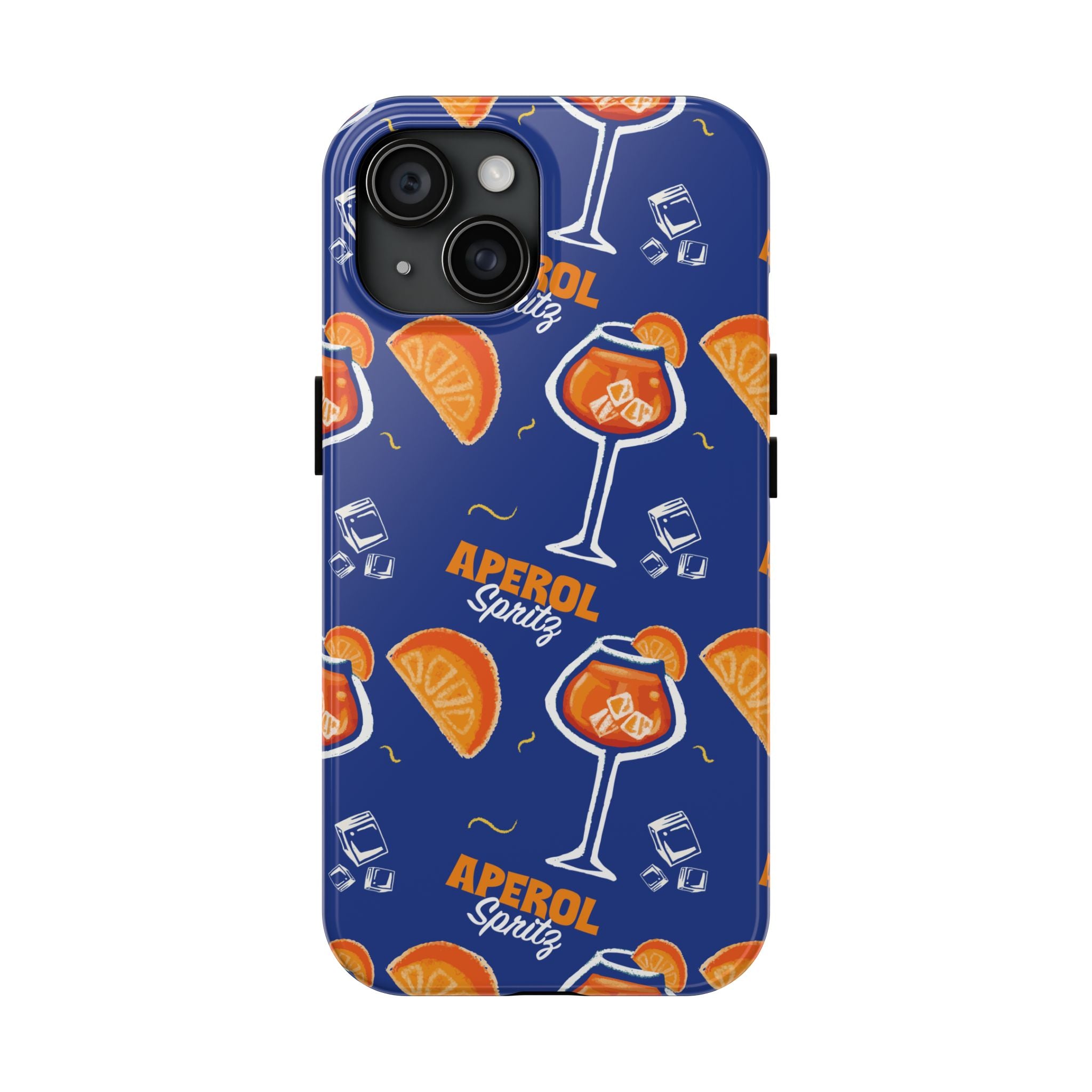 Aperol Spritz Tough Phone Case — Blue Cocktail Pattern Protective Cover