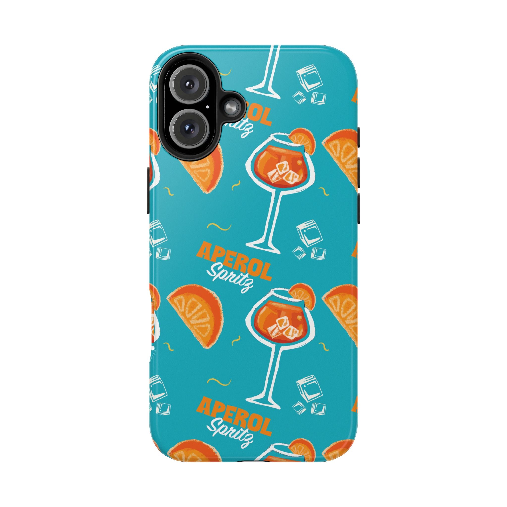 Aperol Spritz Tough Phone Case — Turquoise Cocktail Pattern Protective Cover