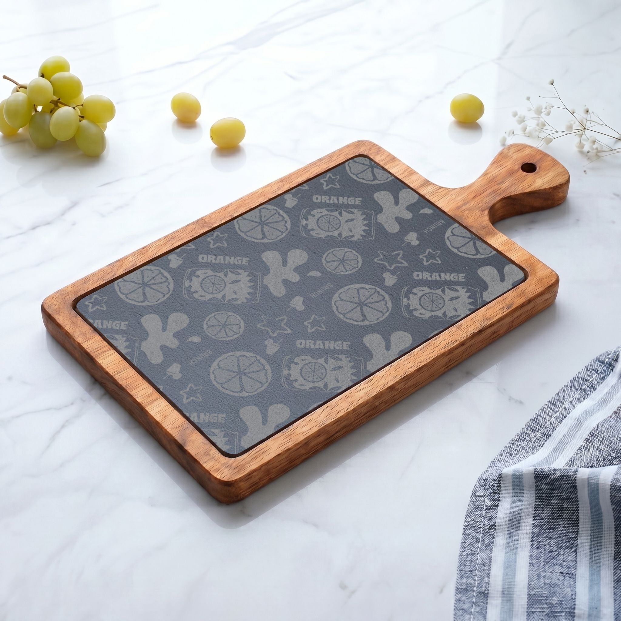 Orange Brunch Acacia Charcuterie Board Set