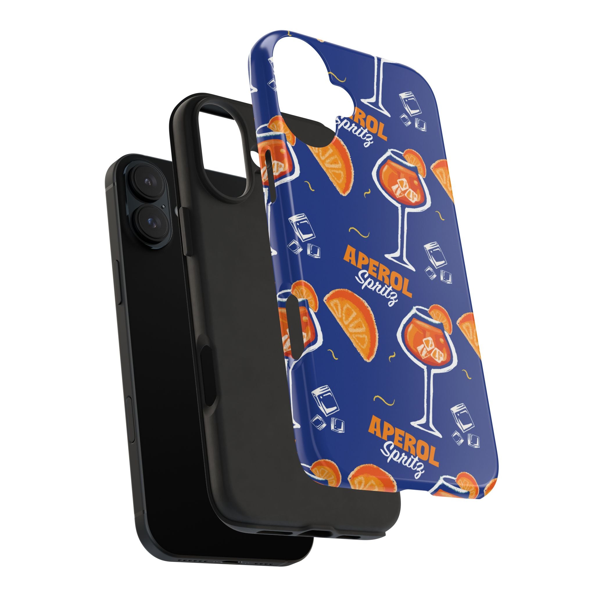 Aperol Spritz Tough Phone Case — Blue Cocktail Pattern Protective Cover