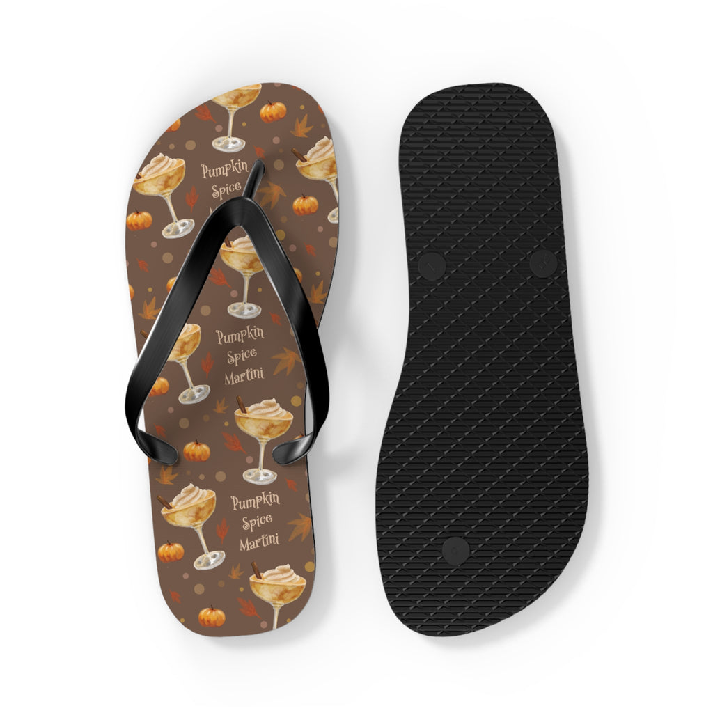 Pumpkin Spice Martini Flip Flops — Brown Pumpkin Collection Inspired Design