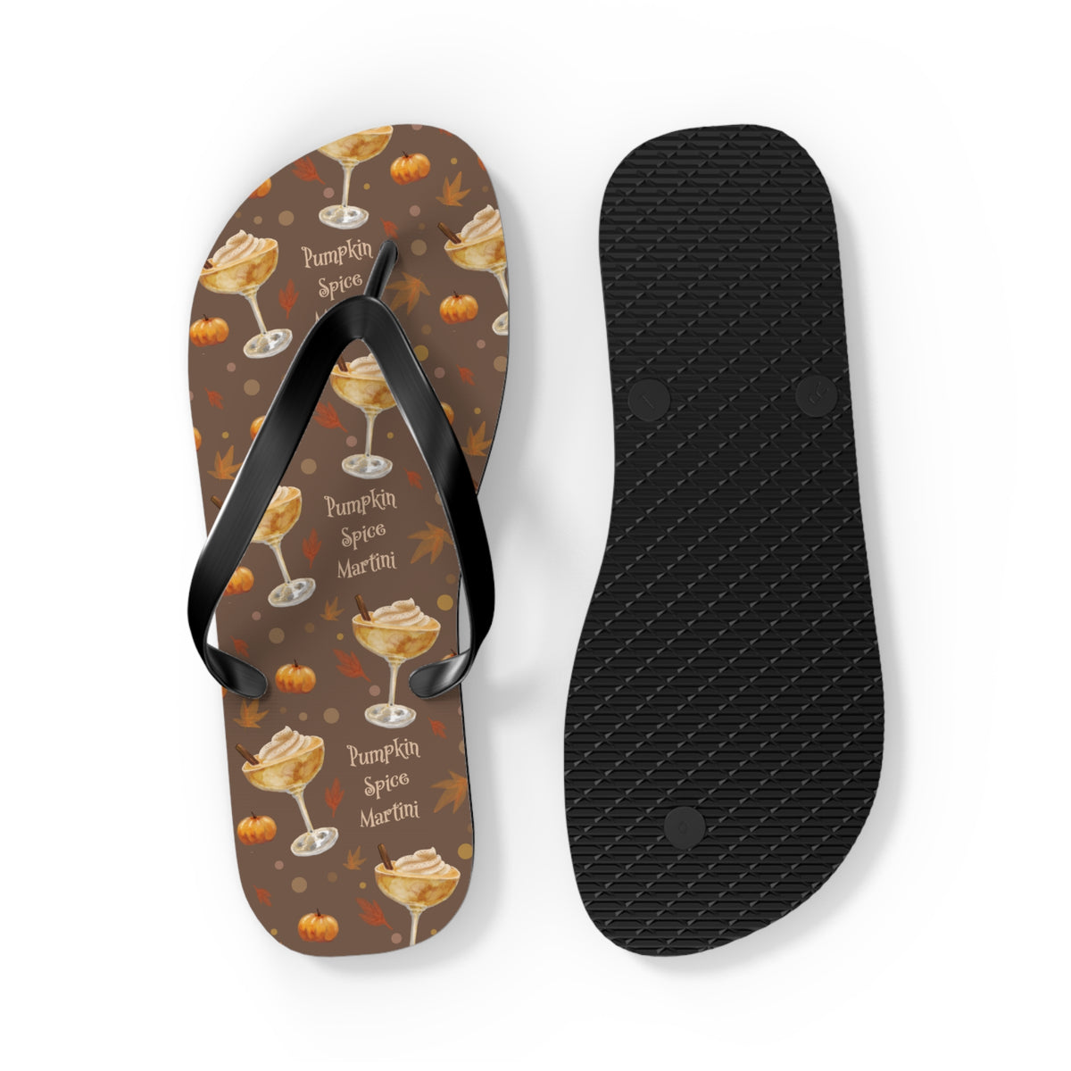 Pumpkin Spice Martini Flip Flops — Brown Pumpkin Collection Inspired Design