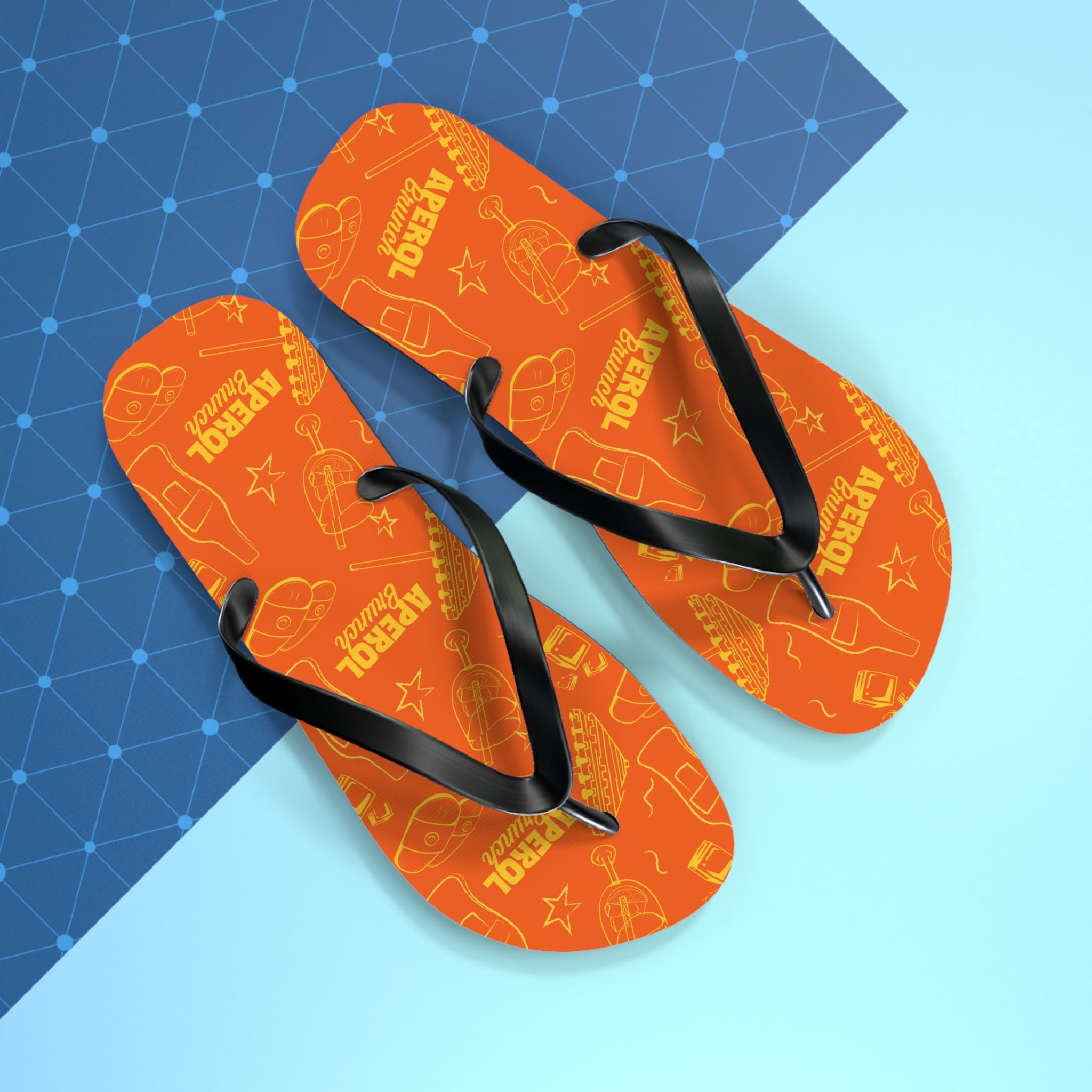 Aperol Brunch Flip Flops – Orange and Yellow Brunch Collection Inspired Design