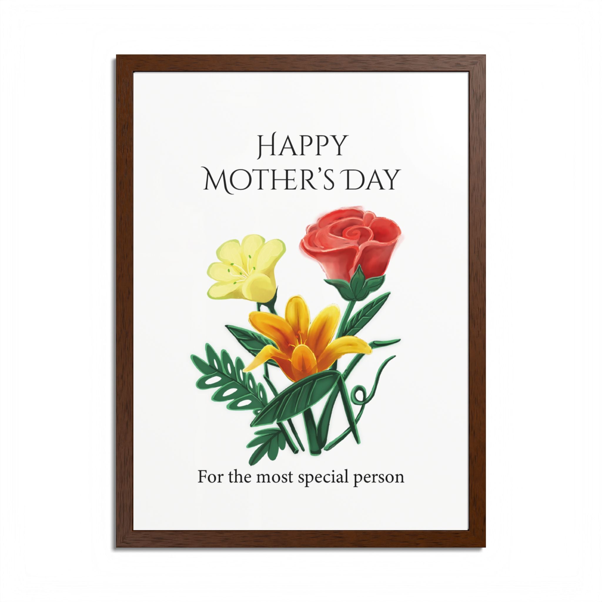 Mother’s Day Framed Floral Poster – Happy Mother’s Day Wall Art for Mom | Floral Gift Decor