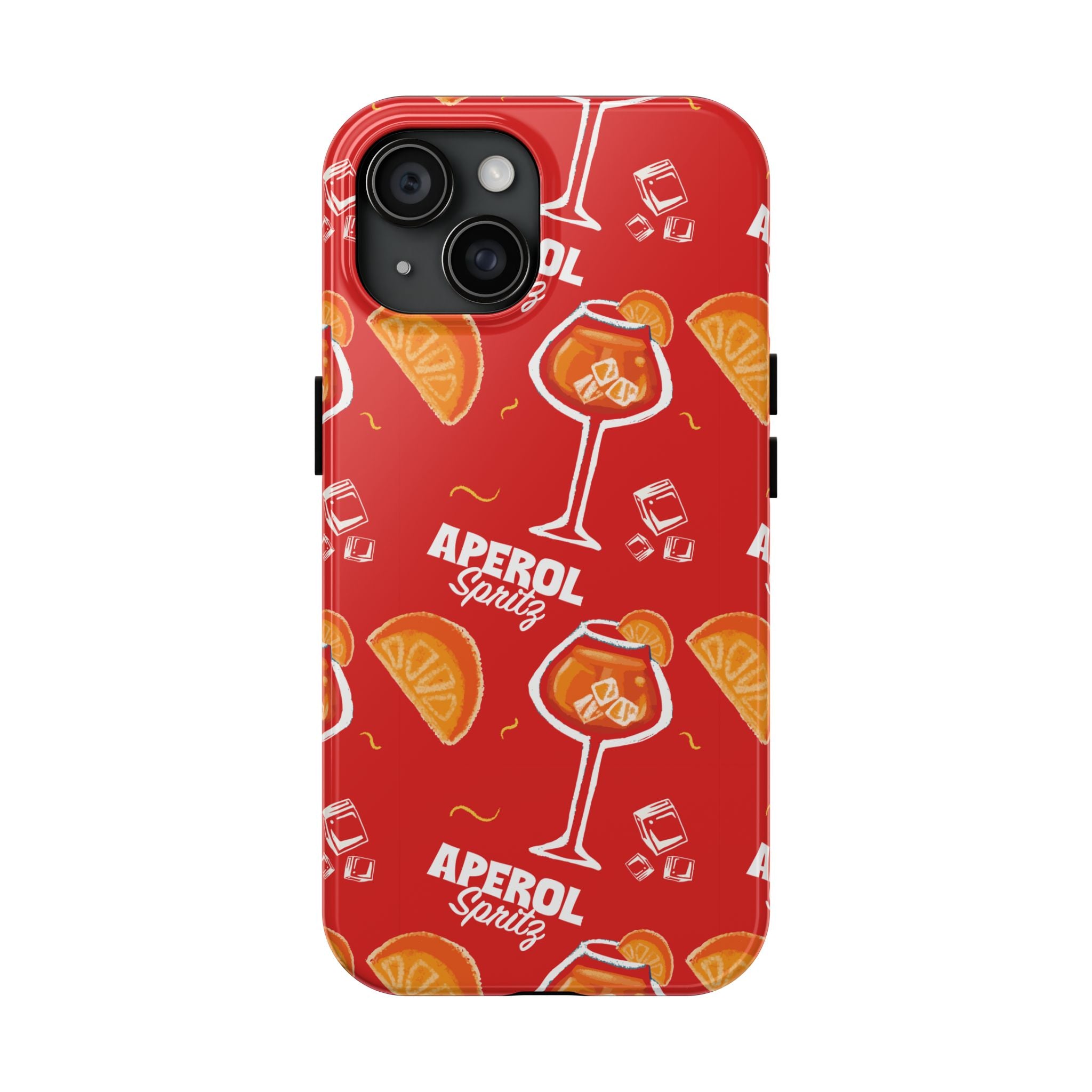 Aperol Spritz Tough Phone Case — Red Cocktail Pattern Protective Cover