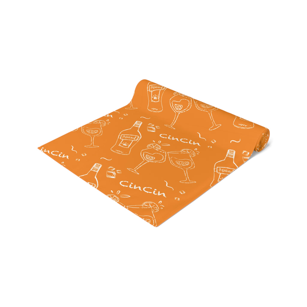 Cin Cin Spritz Table Runner — Orange Citrus Cocktail Pattern