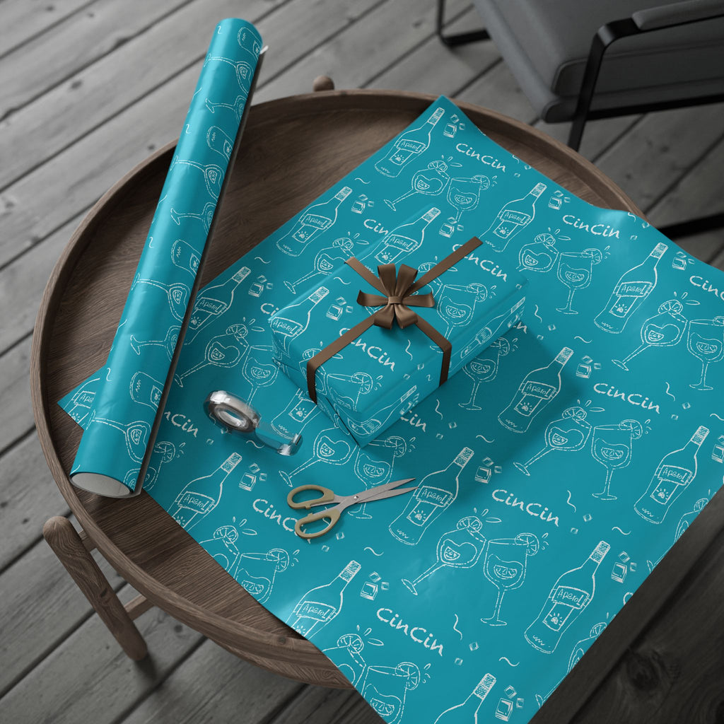 Cin Cin Peel Wrapping Paper Roll — Turquoise Cin Cin Brunch Collection Inspired Design