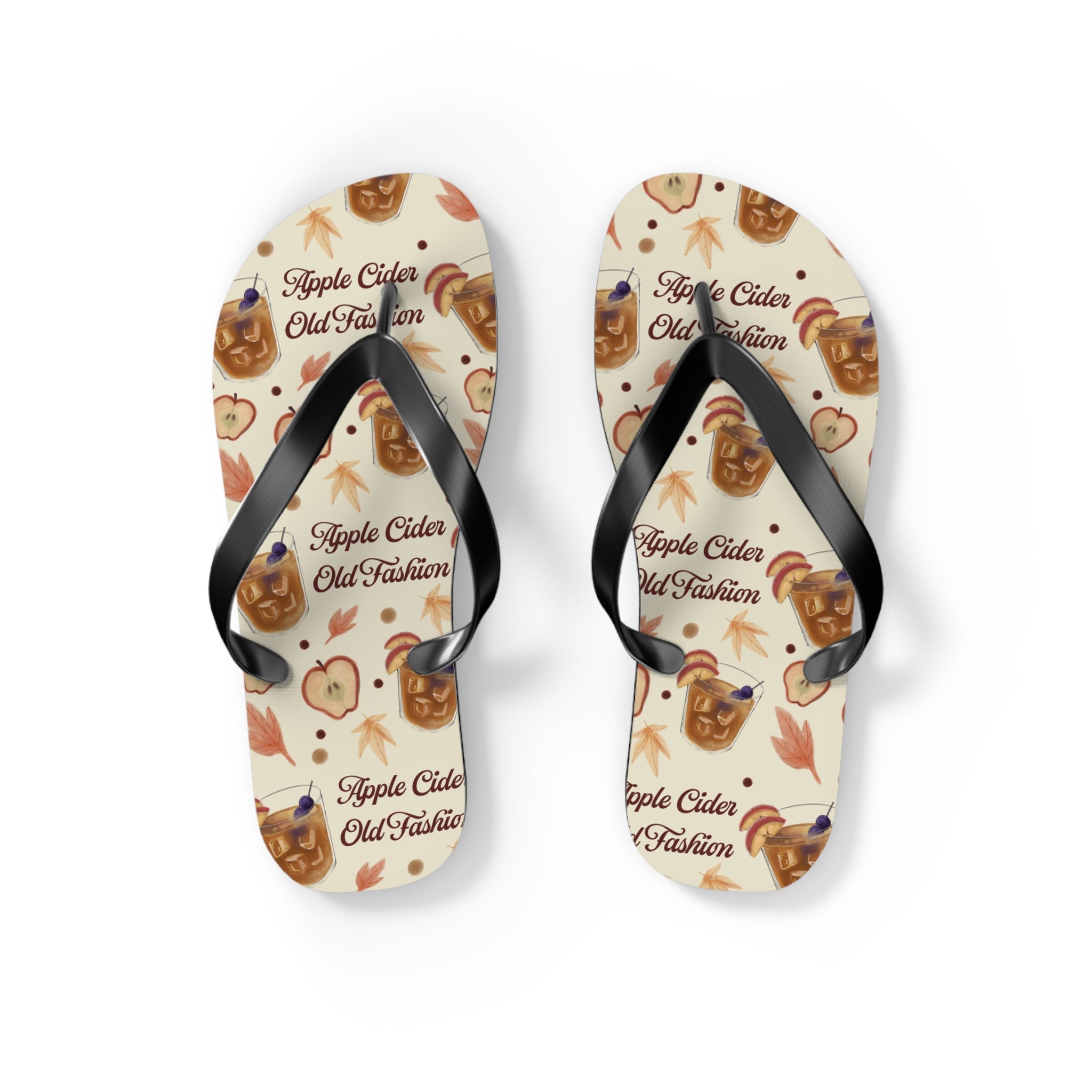 Apple Cider Old Fashioned Flip Flops — Beige Apple Cider Collection Inspired Design