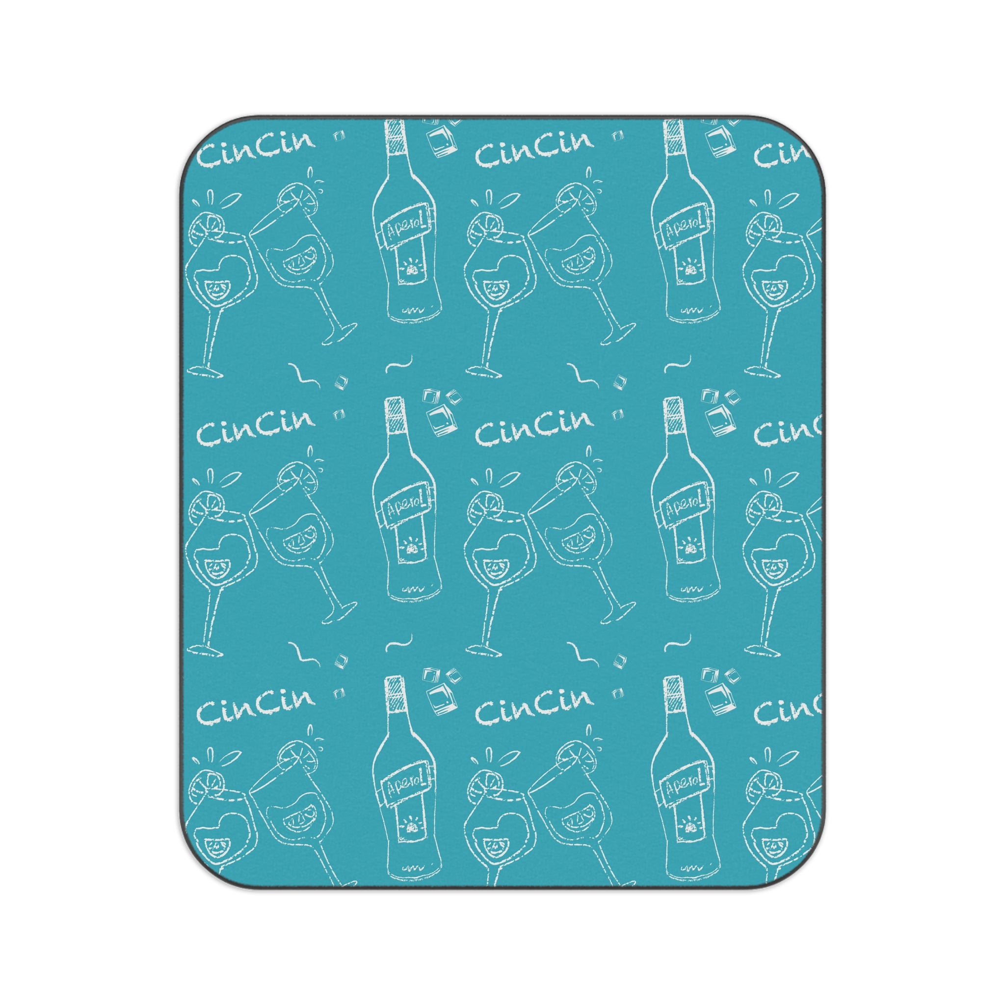 Cin Cin Cocktail Picnic Blanket — Turquoise Aperol Inspired Design