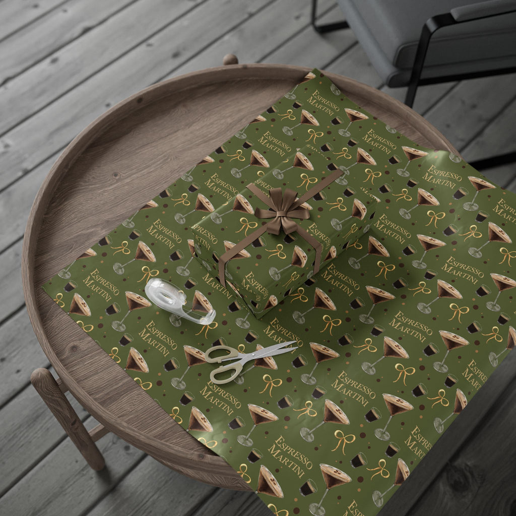 Espresso Martini Wrapping Paper Roll — Olive Green Espresso Collection Inspired Design