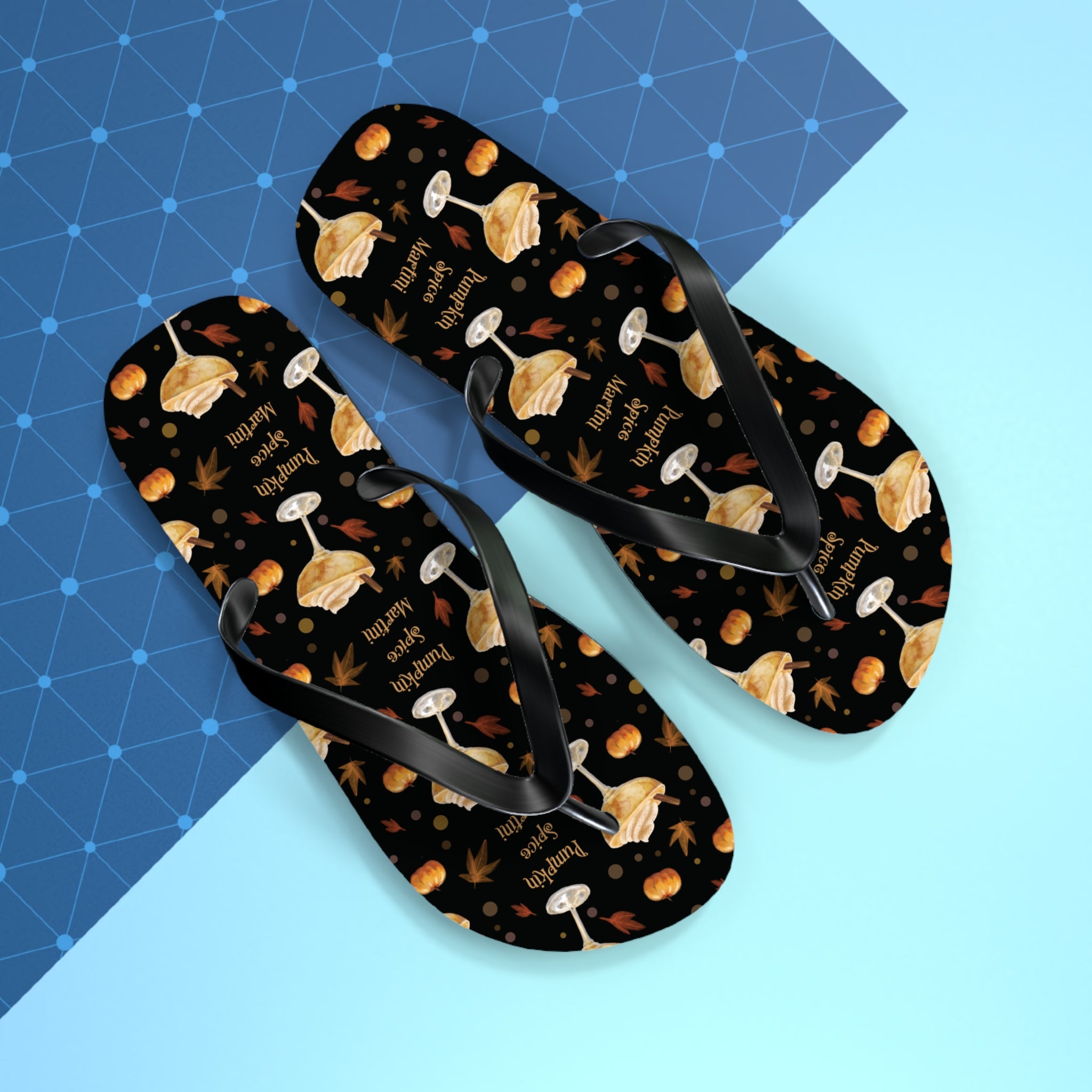 Pumpkin Spice Martini Flip Flops — Black Pumpkin Collection Inspired Design