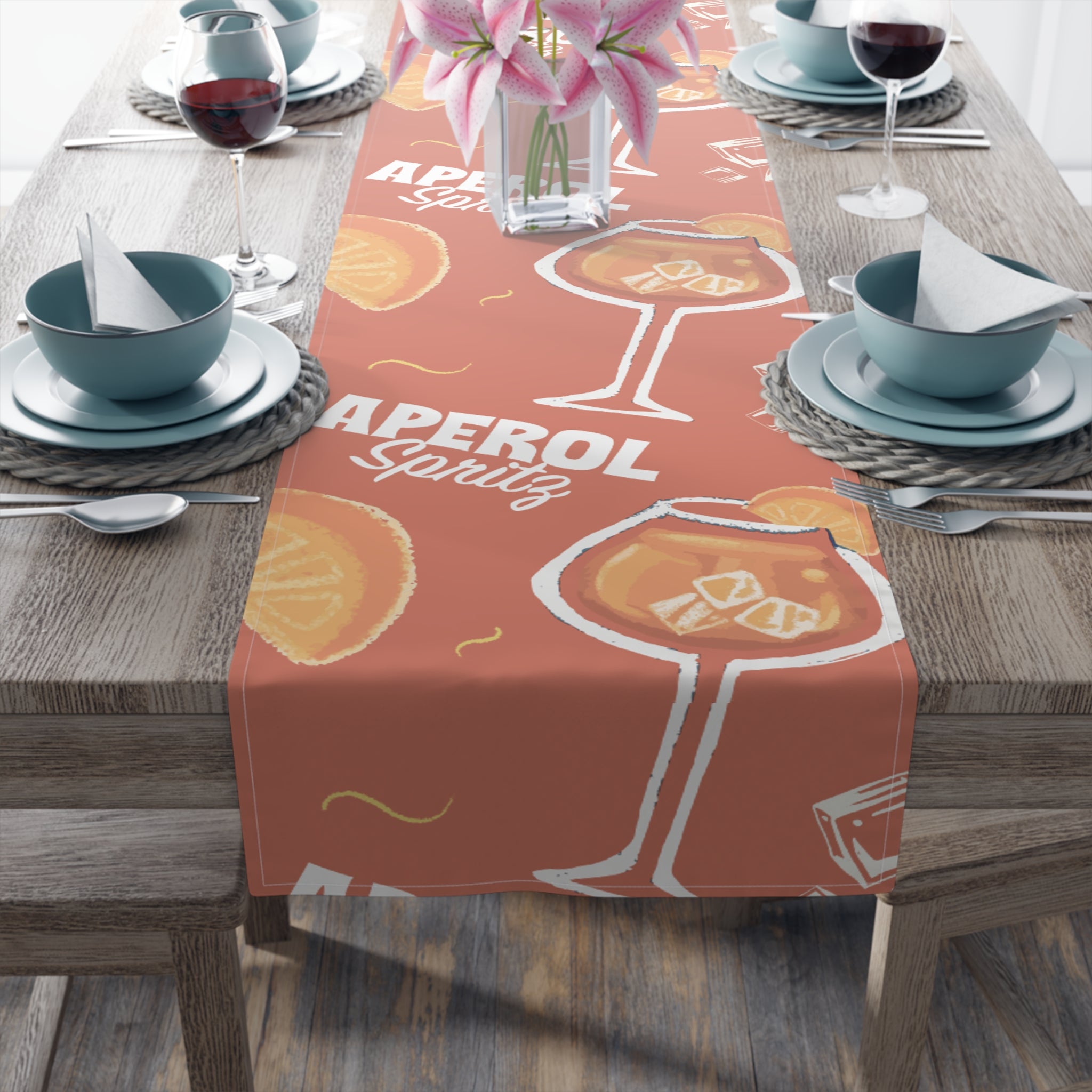 Aperol Spritz Table Runner — Aperol Red Collection Inspired Design