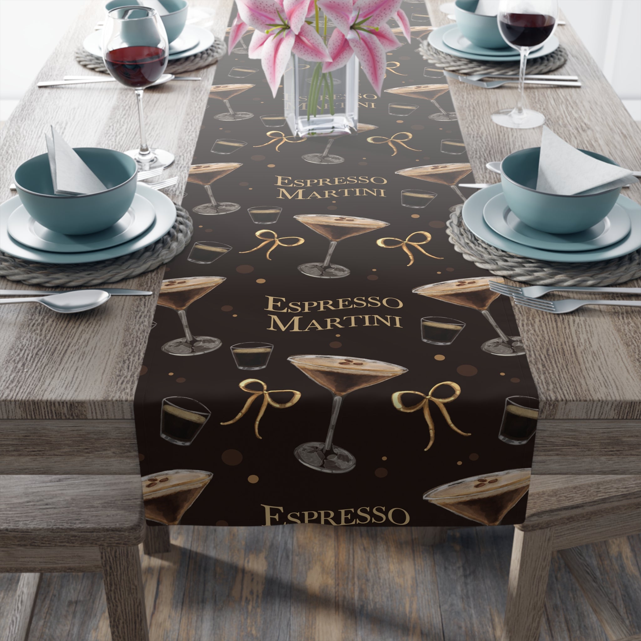 Espresso Martini Table Runner — Dark Brown Espresso Collection Inspired Design