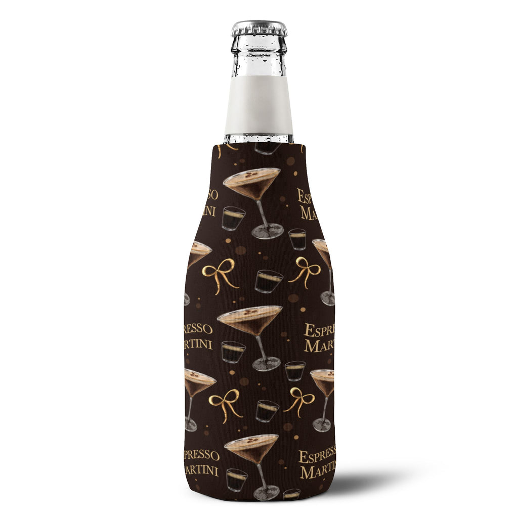 Espresso Martini Zip-Up Bottle Cooler Sleeve — Dark Brown Espresso Collection Inspired Design