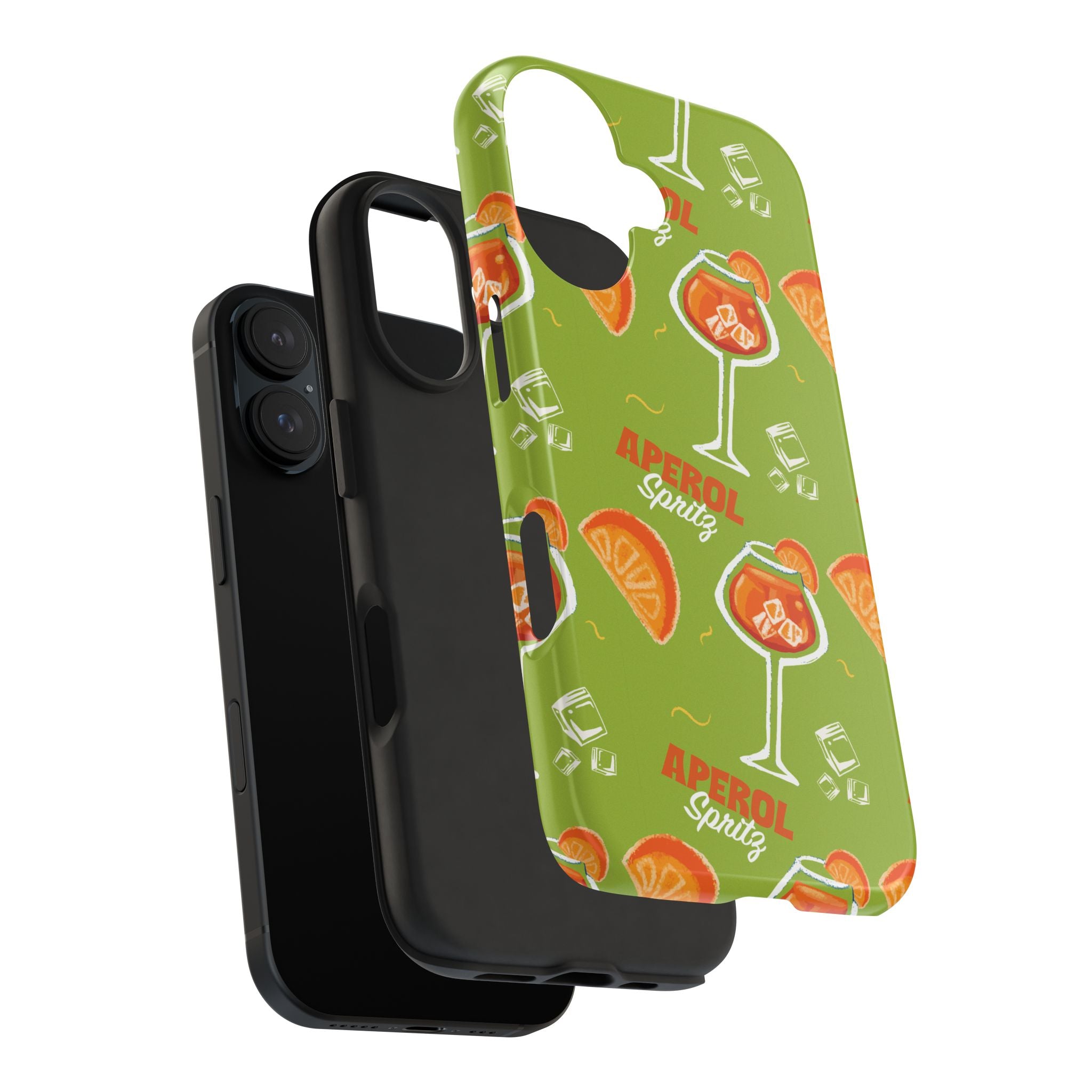 Aperol Spritz Tough Phone Case — Green Cocktail Pattern Phone Cover