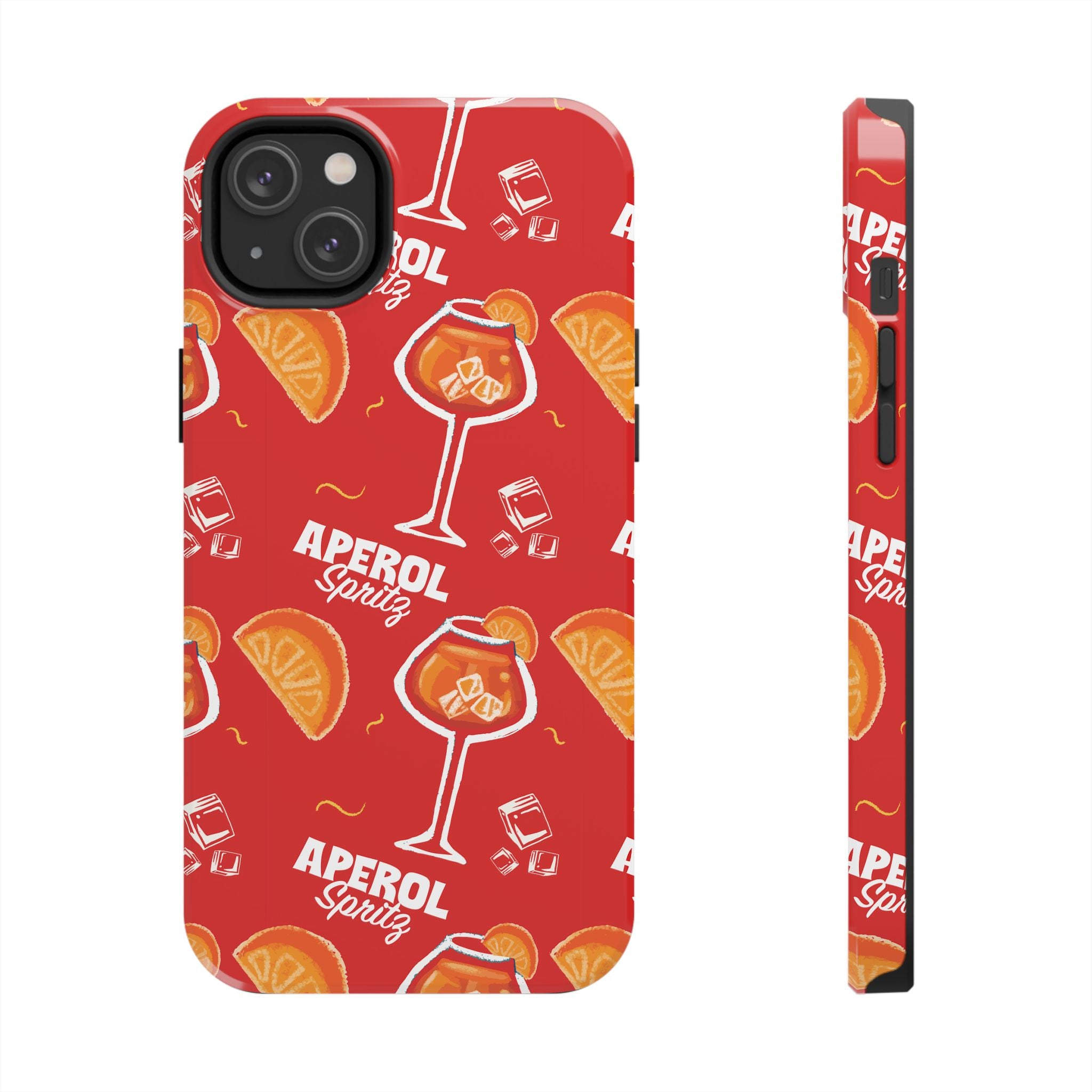Aperol Spritz Tough Phone Case — Red Cocktail Pattern Protective Cover