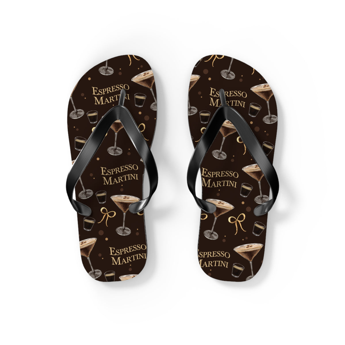 Espresso Martini Flip Flops — Dark Brown Espresso Collection Inspired Design