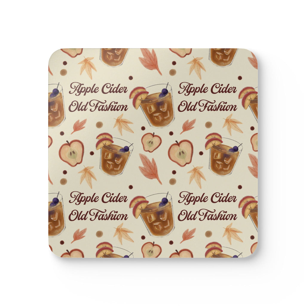 Apple Cider Old Fashioned Cork Coaster Set of 4 — Beige Apple Cider Collection Inspired Design