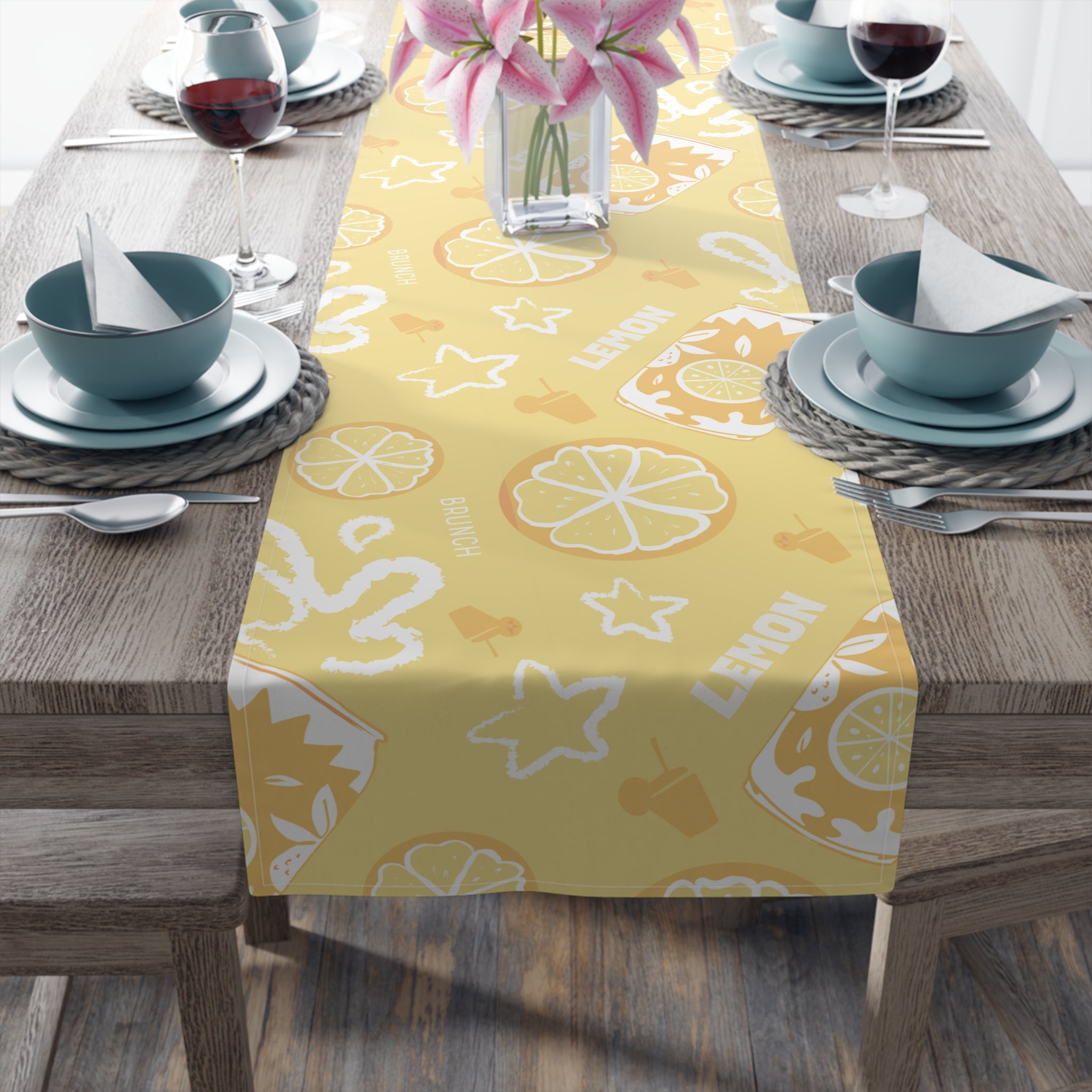 Lemonade Pattern Table Runner — Sunny Citrus Kitchen Decor