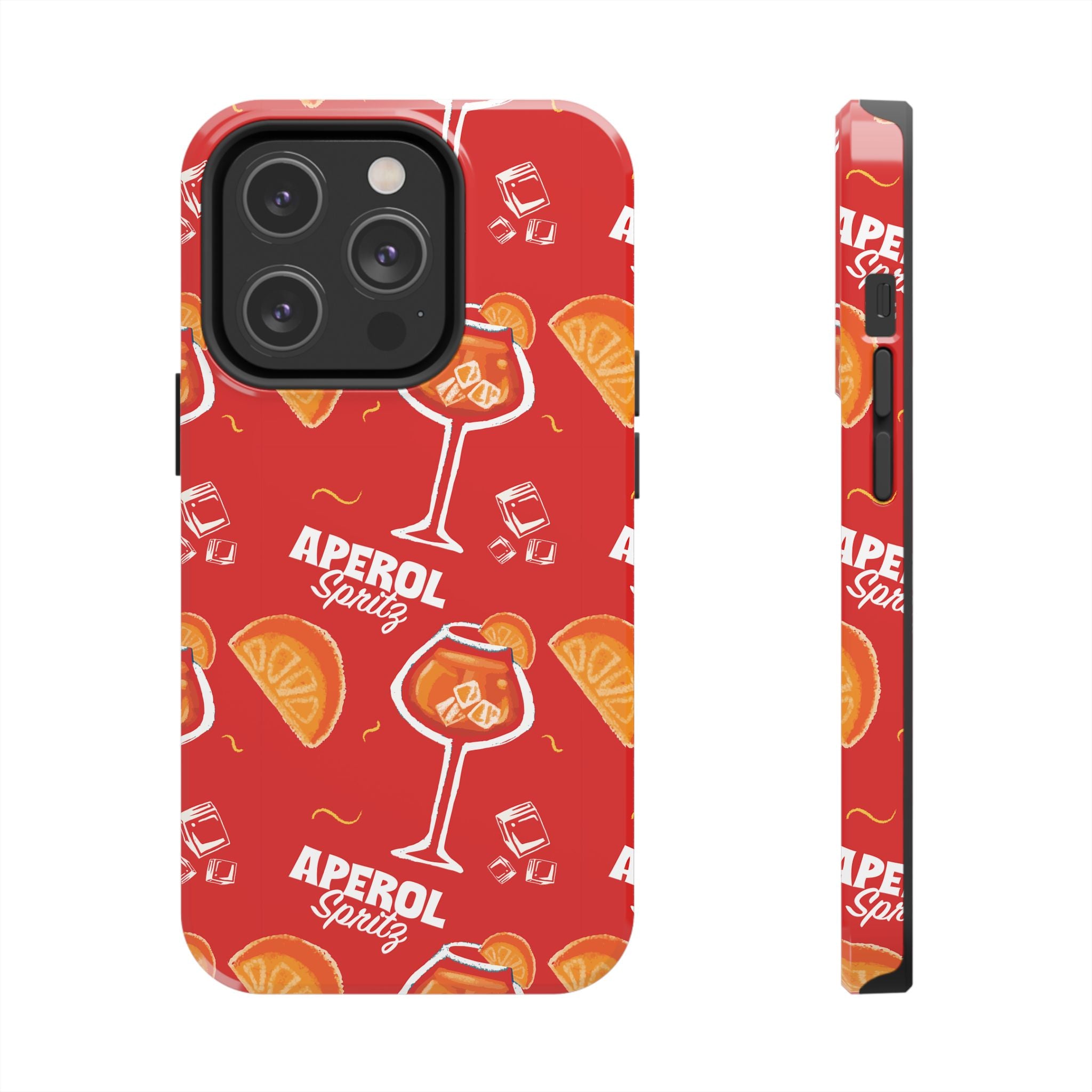 Aperol Spritz Tough Phone Case — Red Cocktail Pattern Protective Cover