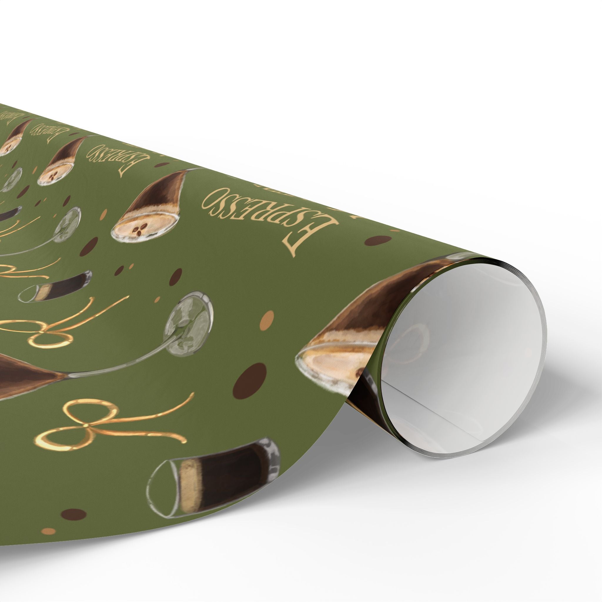 Espresso Martini Wrapping Paper Roll — Olive Green Espresso Collection Inspired Design