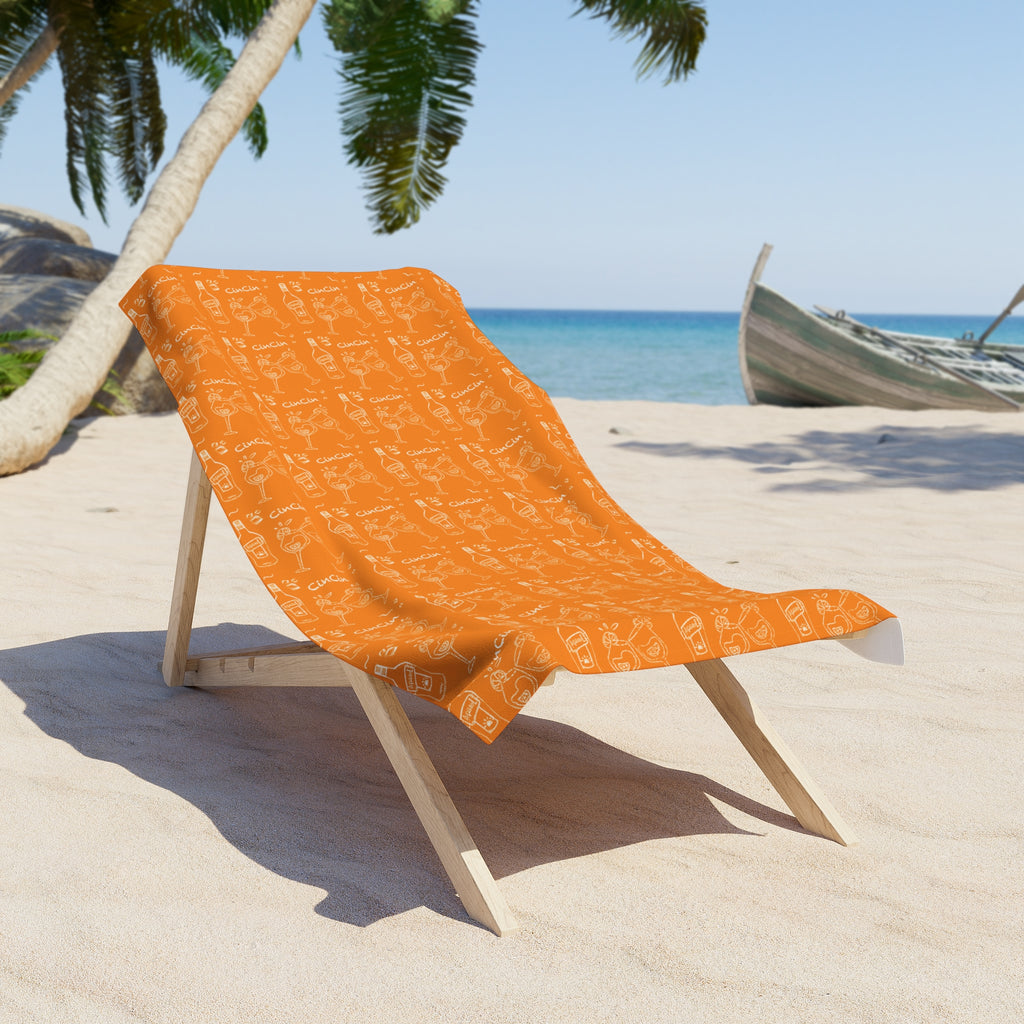 Cin Cin Spritz Beach Towel – Orange Citrus Cocktail Pattern